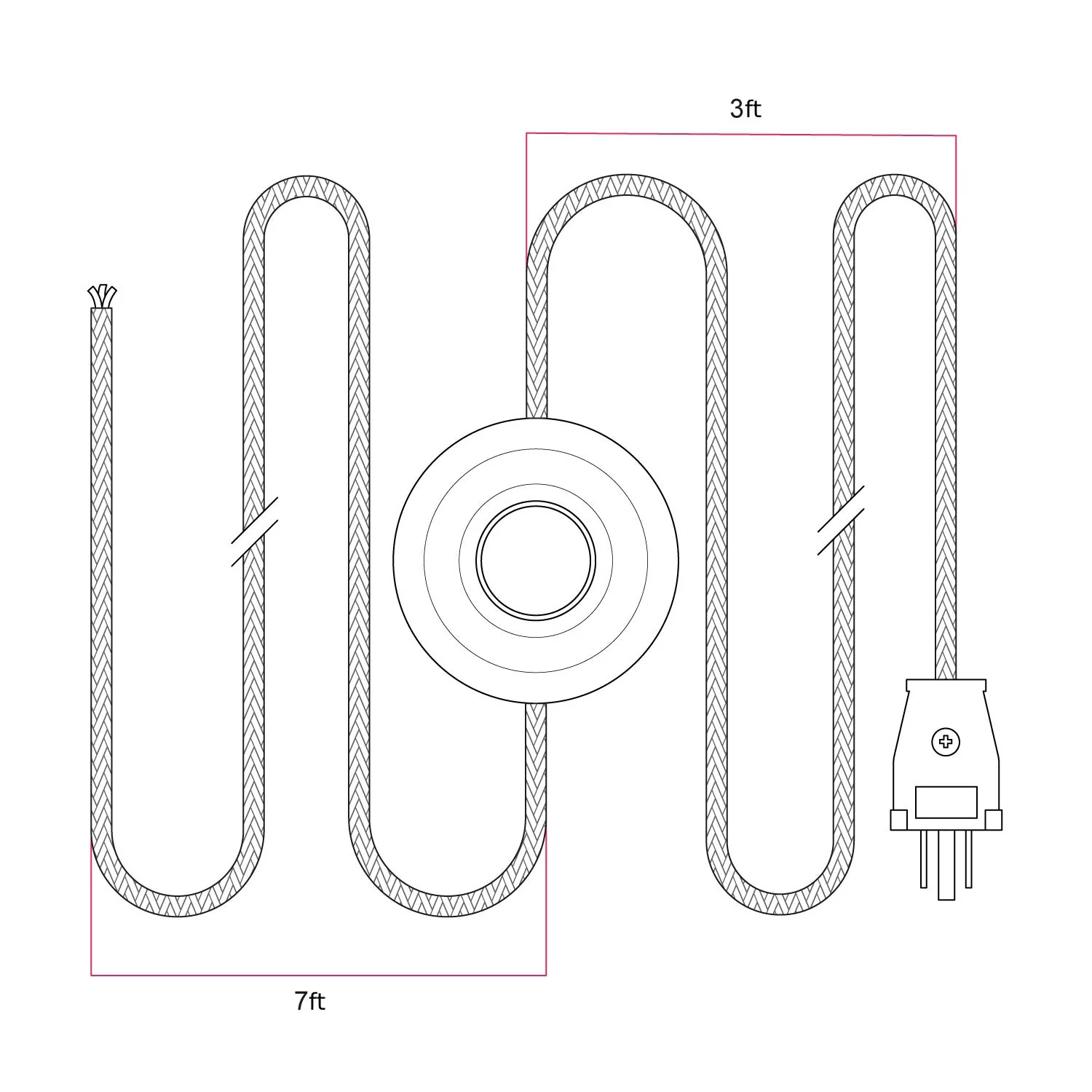 Cordset for lamp with grey linen cable 10 ft - Image 3