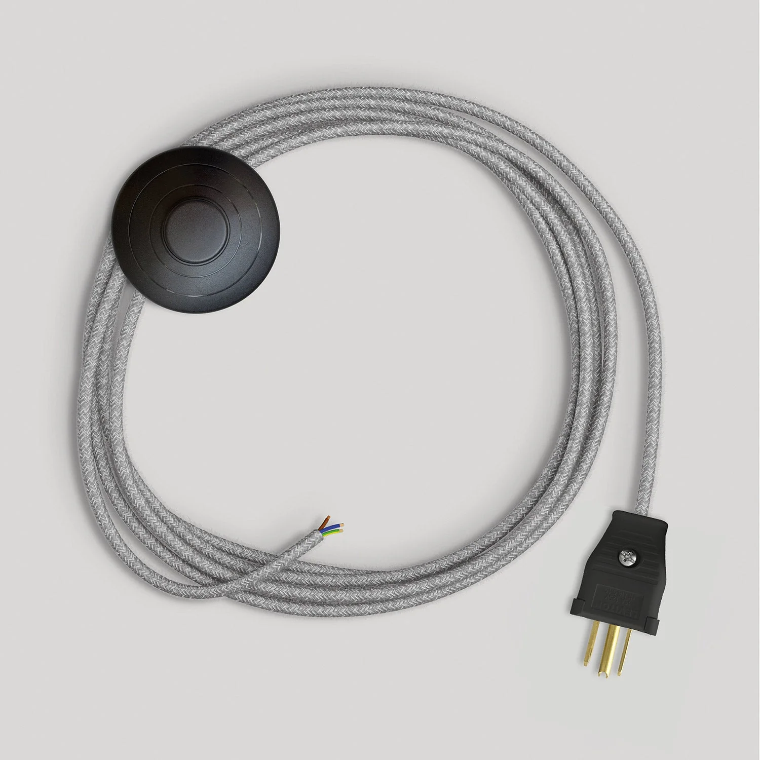 Cordset for lamp with grey linen cable 10 ft - Image 4