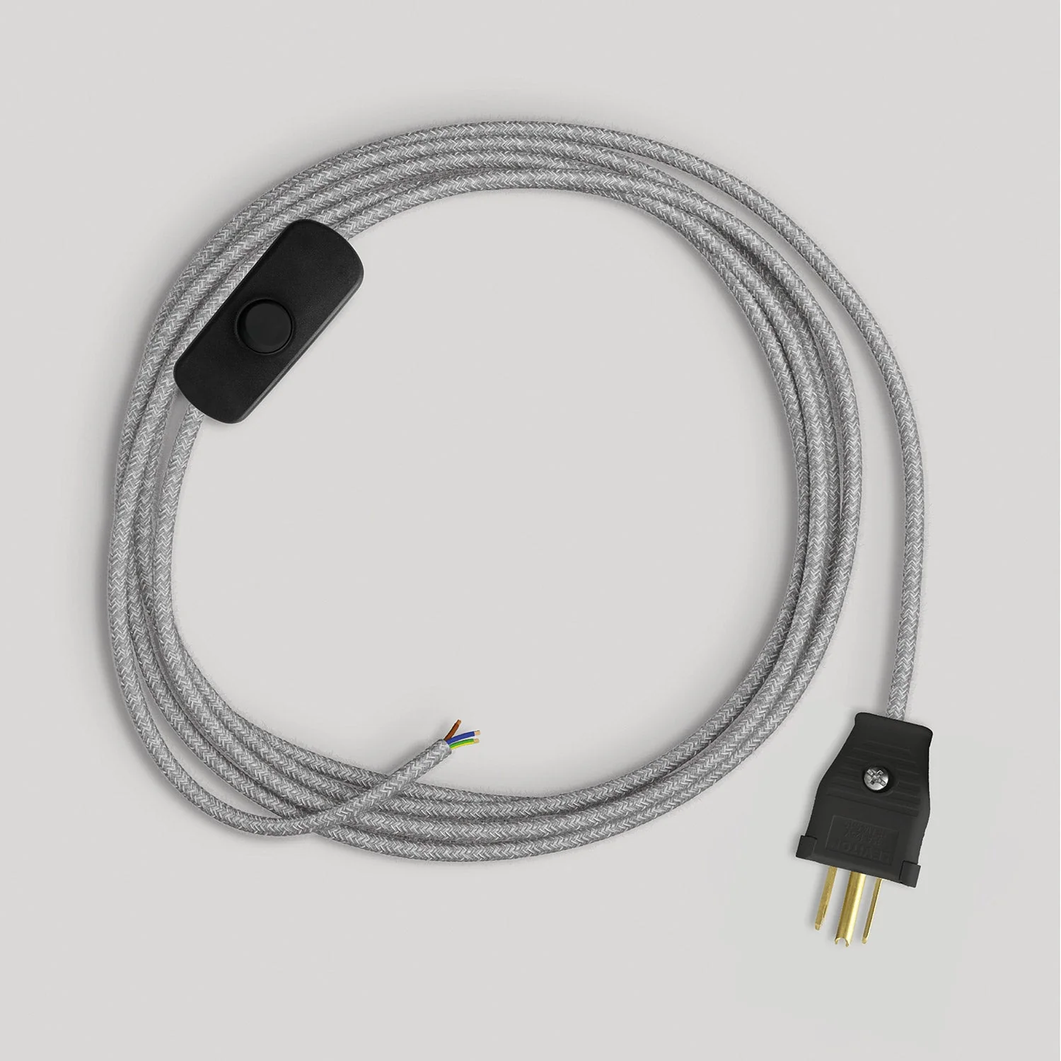 Cordset for lamp with grey linen cable 6 ft - Image 4