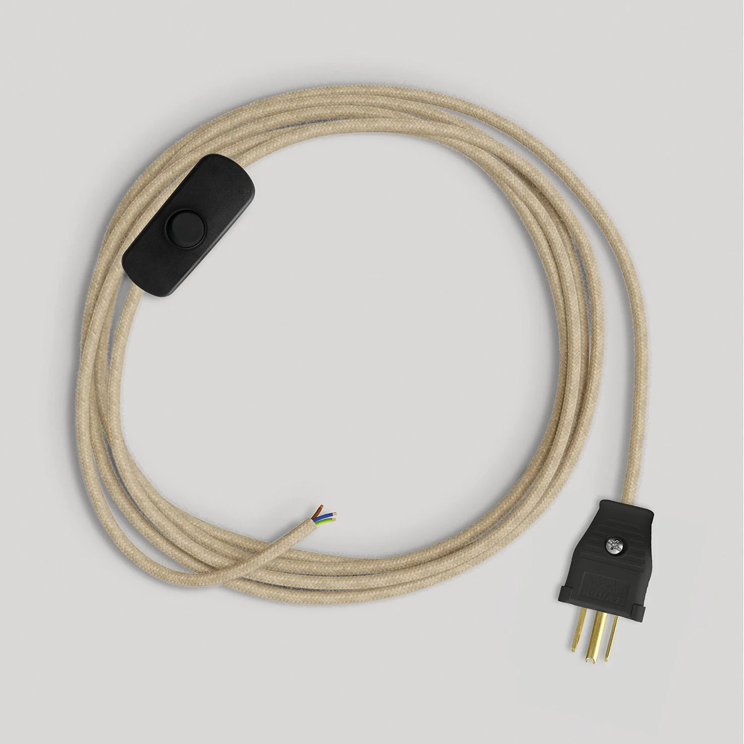 Cordset for lamp with neutral jute cable 6 ft - Image 4