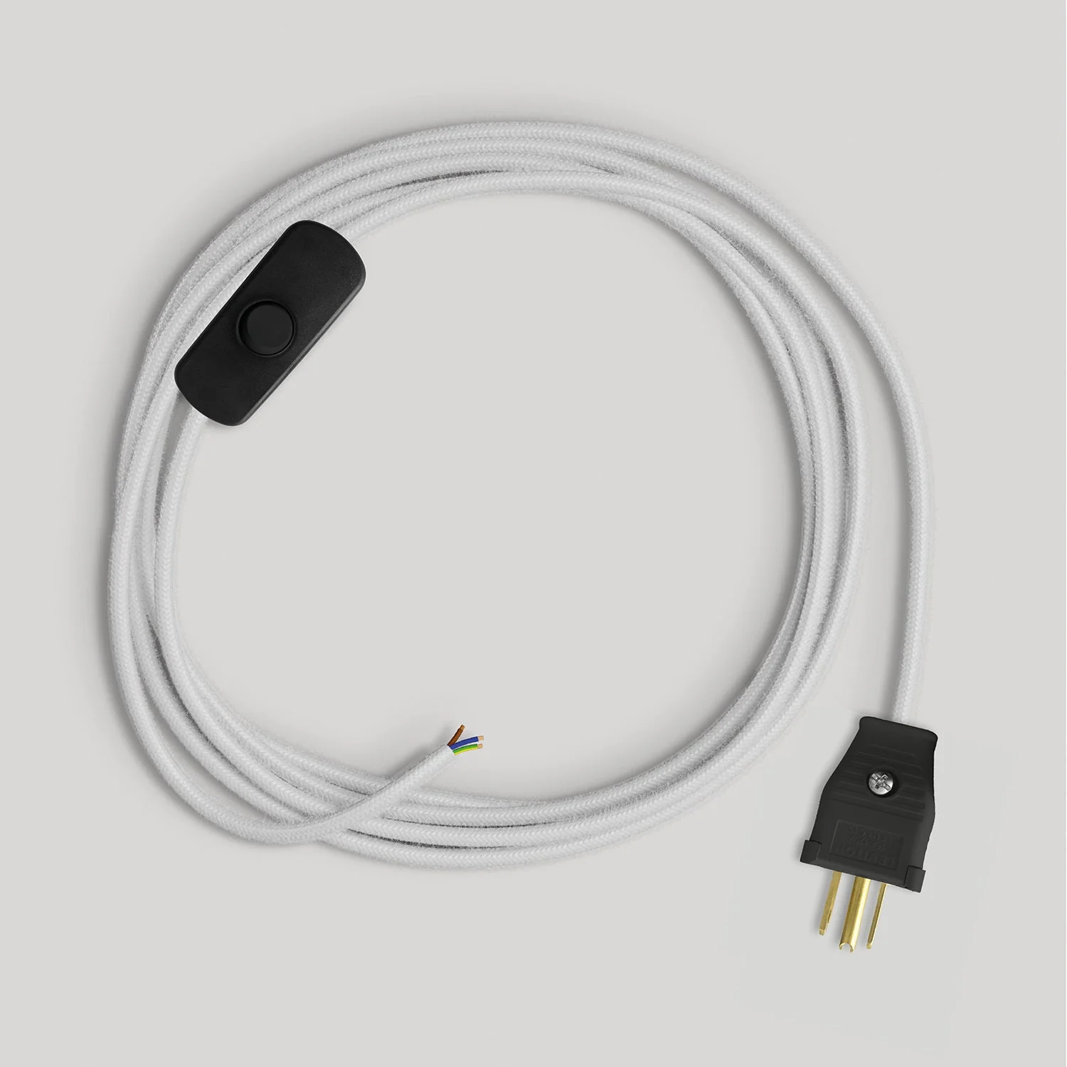Cordset for lamp with white cotton cable 6 ft - Image 4