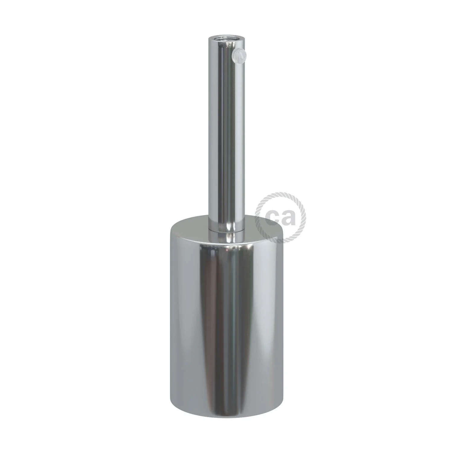 Cylindrical metal UL E26 light bulb socket kit with 7 cm cable clamp - Chrome - Image 3