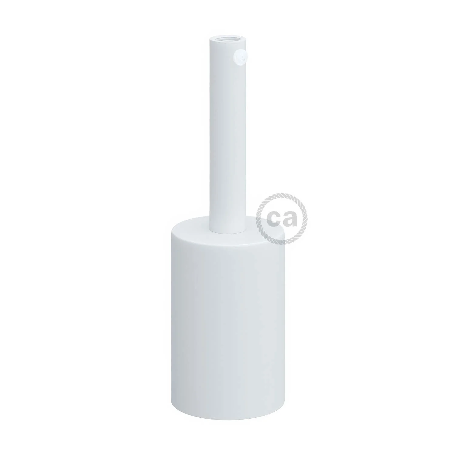 Cylindrical metal UL E26 light bulb socket kit with 7 cm cable clamp - Matt white - Image 3