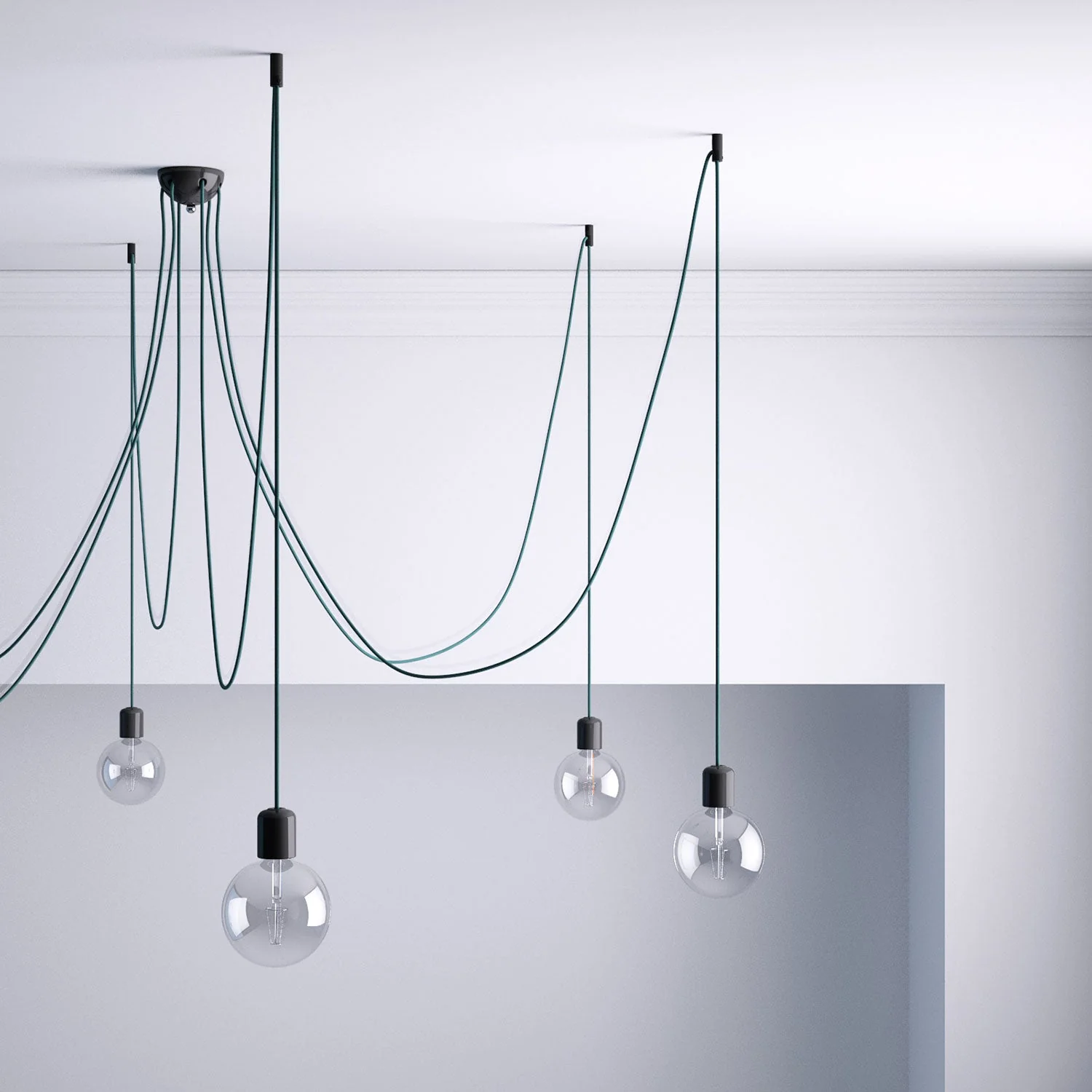 Decentratore, gancio a soffitto per cavo elettrico tessile con fermo - Nero - Image 2