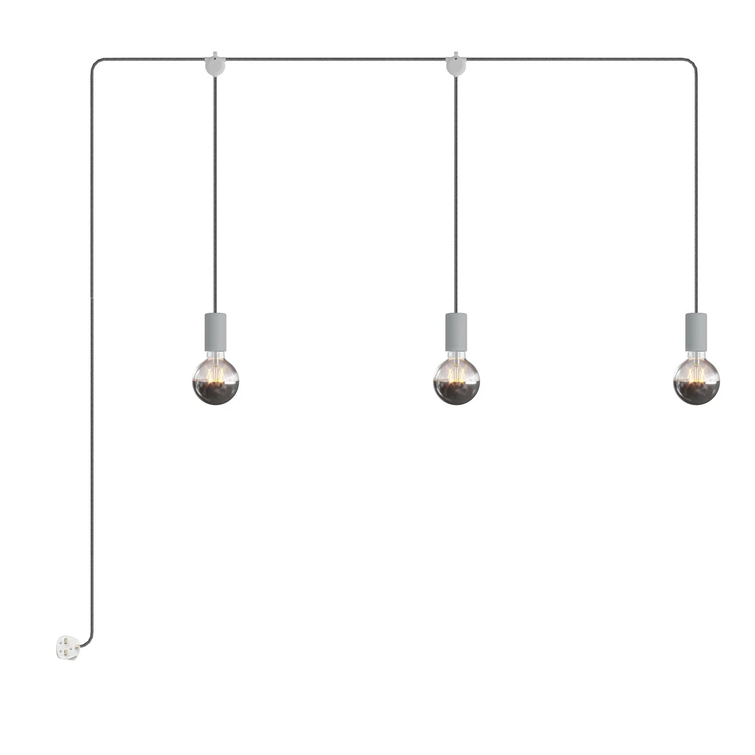 E-Snake Modulair Lampada da esterno IP65 portatile a 3 luci con spina UK - Grigio ghiaccio