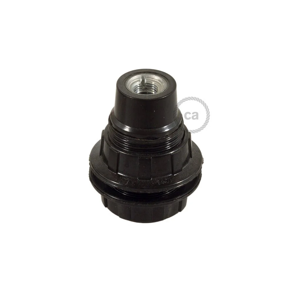 E12 UL Painted Double Ferrule Phenolic Bakelite Light Socket - Black - Image 2