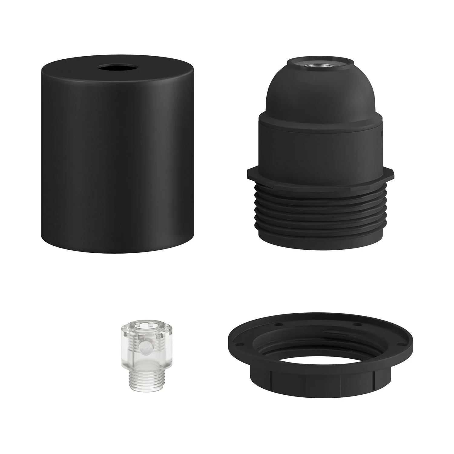 E26 semi-threaded metal socket kit with concealed cable clamp - Black - Image 2