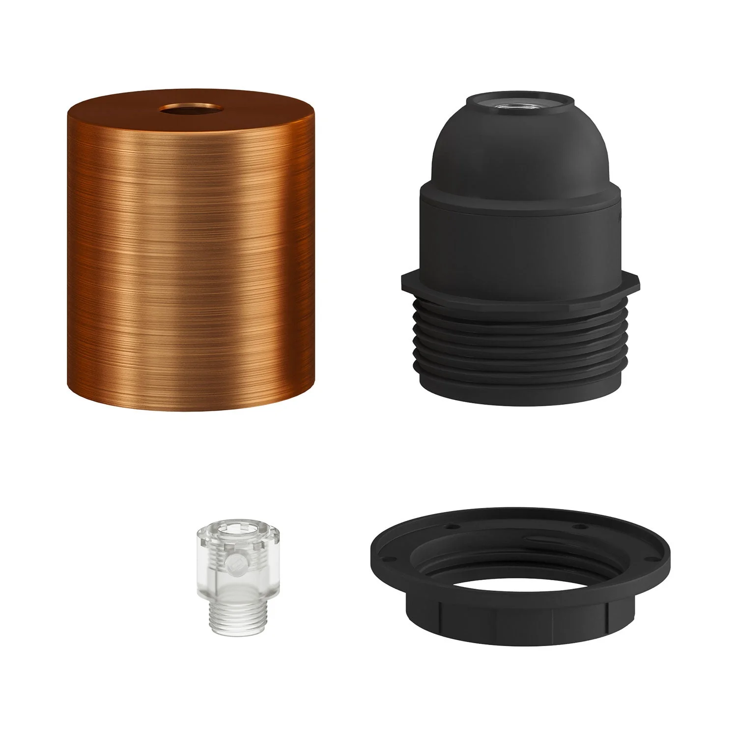 E26 semi-threaded metal socket kit with concealed cable clamp - Brushed copper - Image 2