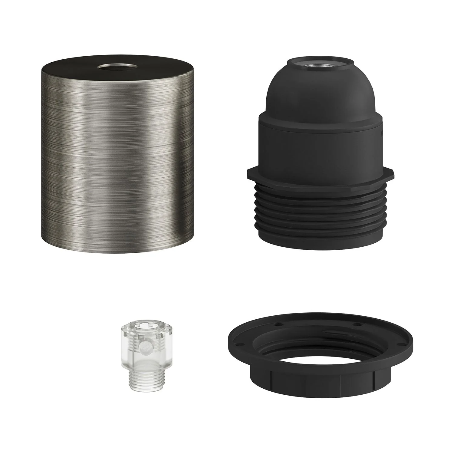 E26 semi-threaded metal socket kit with concealed cable clamp - Brushed titanium - Image 2