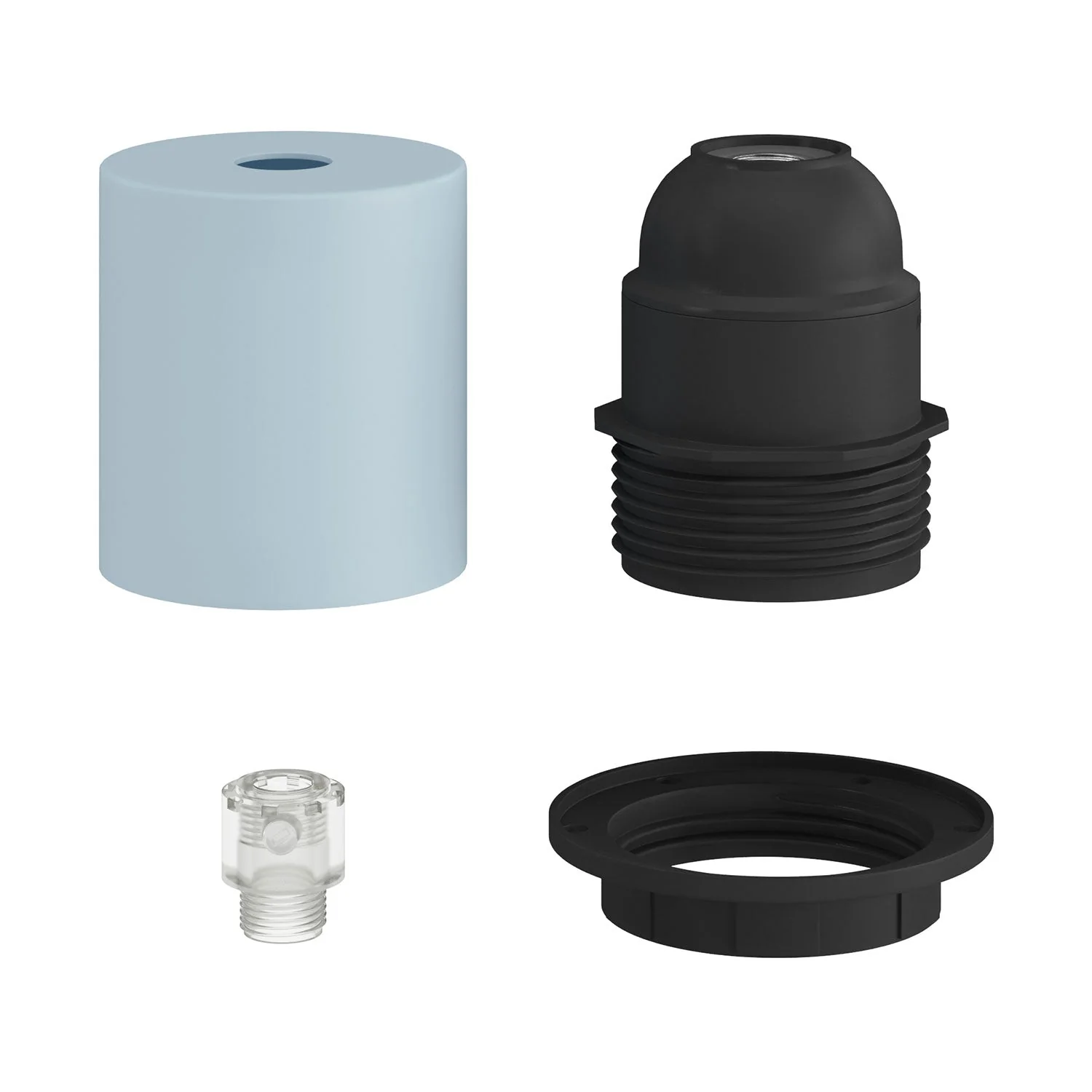 E26 semi-threaded metal socket kit with concealed cable clamp - Soft blue - Image 2