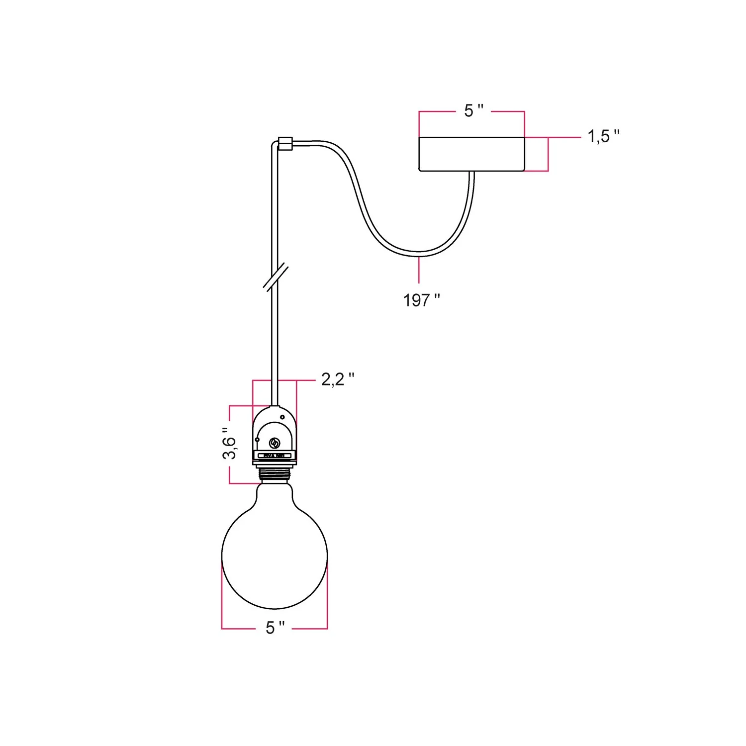 EIVA Outdoor pendant lamp for lampshade with textile cable, decentralizer, canopy and socket for wet locations - White - Image 4