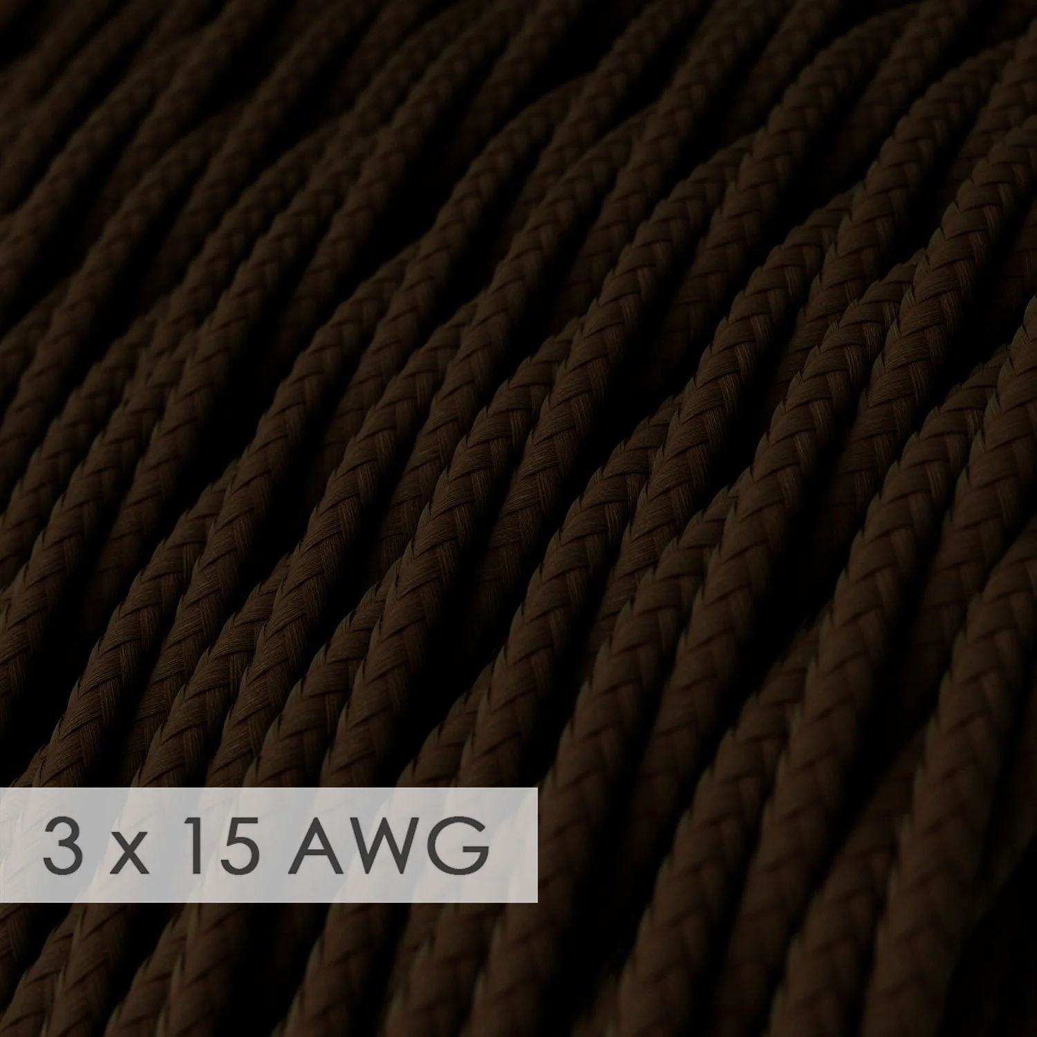 Extension Cord - Twisted Brown Rayon TM13 - 15/3 AWG - Image 2