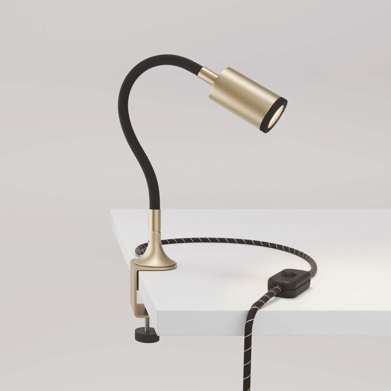 Faretto snodabile MAG-Y con pinza e spina UK - Bronzo satinato