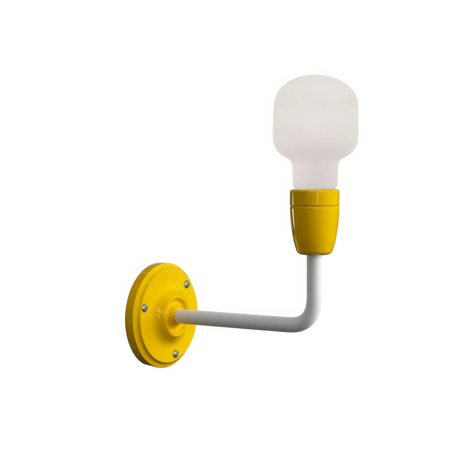 Fermaluce Color, lampada a muro in metallo e porcellana con estensione curva - Giallo