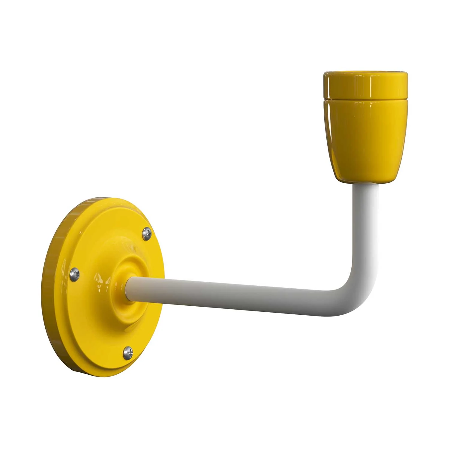 Fermaluce Color, lampada a muro in metallo e porcellana con estensione curva - Giallo - Image 3