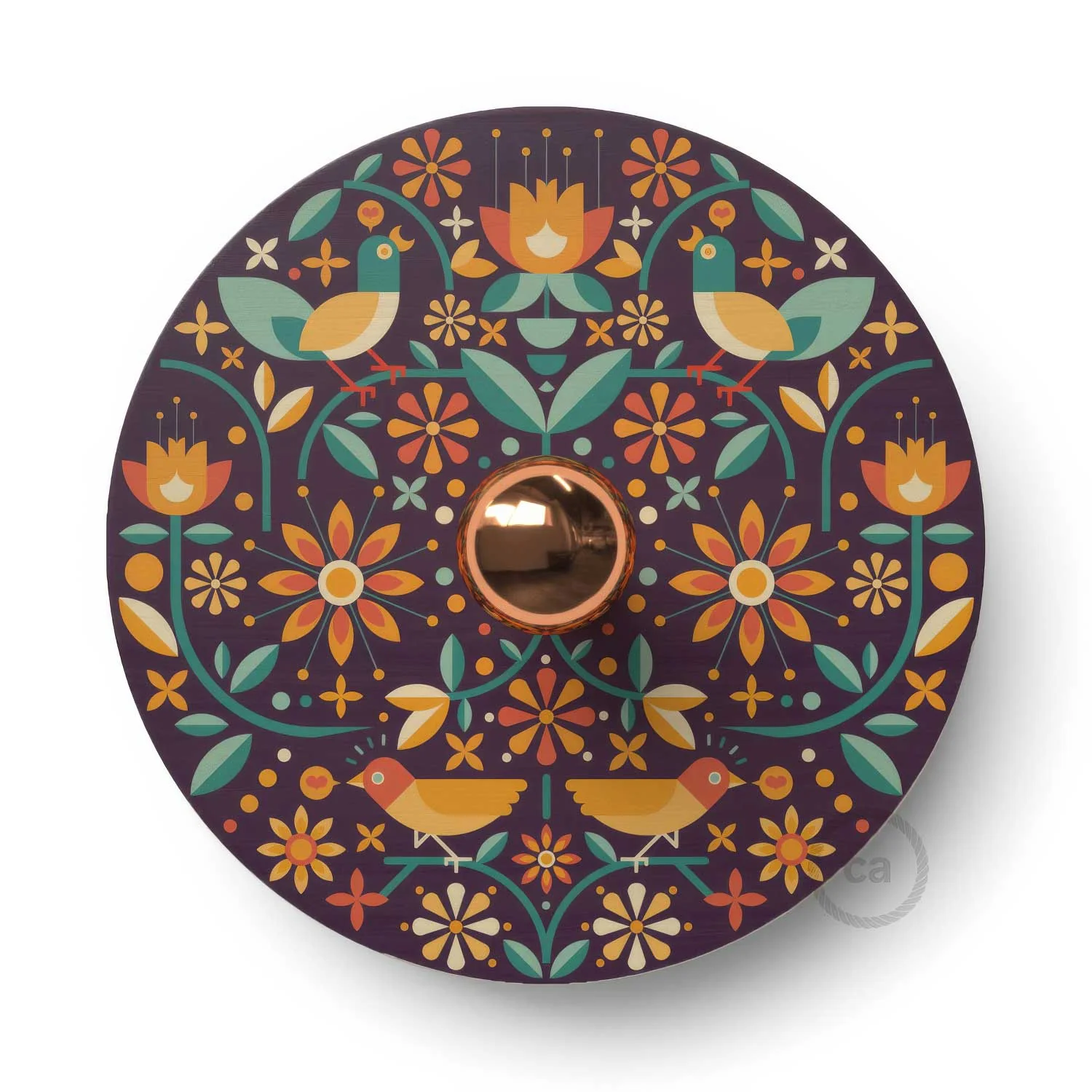 Fermaluce Etnico con paralume UFO in legno double-face illustrato da Francesco Poroli - Image 4