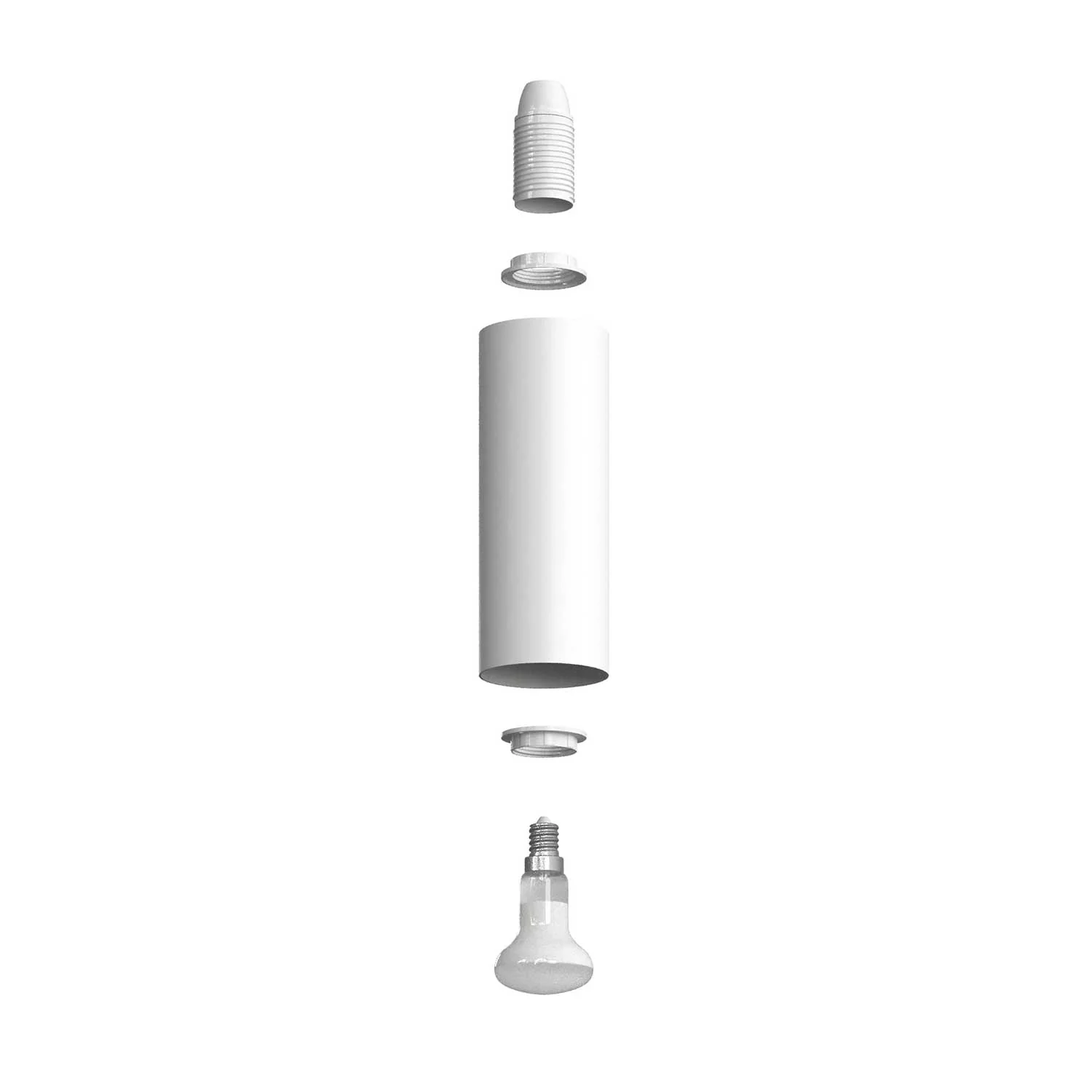 Fermaluce Filè faretto orientabile con paralume in metallo Tub-E14, lampada a parete o soffitto per Sistema Filè - Bianco - Image 2