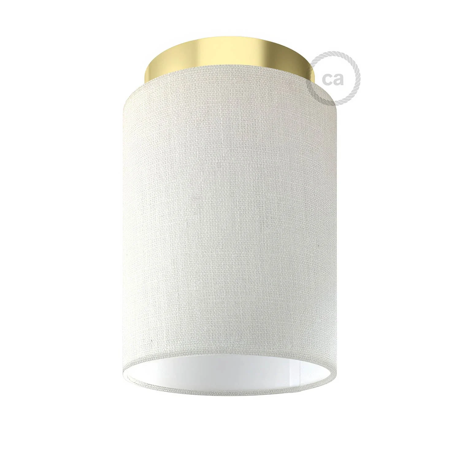 Fermaluce Metal con paralume Cilindro, lampada filomuro - Linone bianco lucido