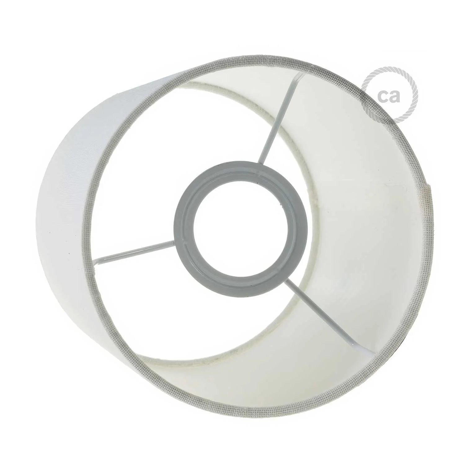 Fermaluce Metal con paralume Cilindro, lampada filomuro - Linone bianco lucido - Image 4
