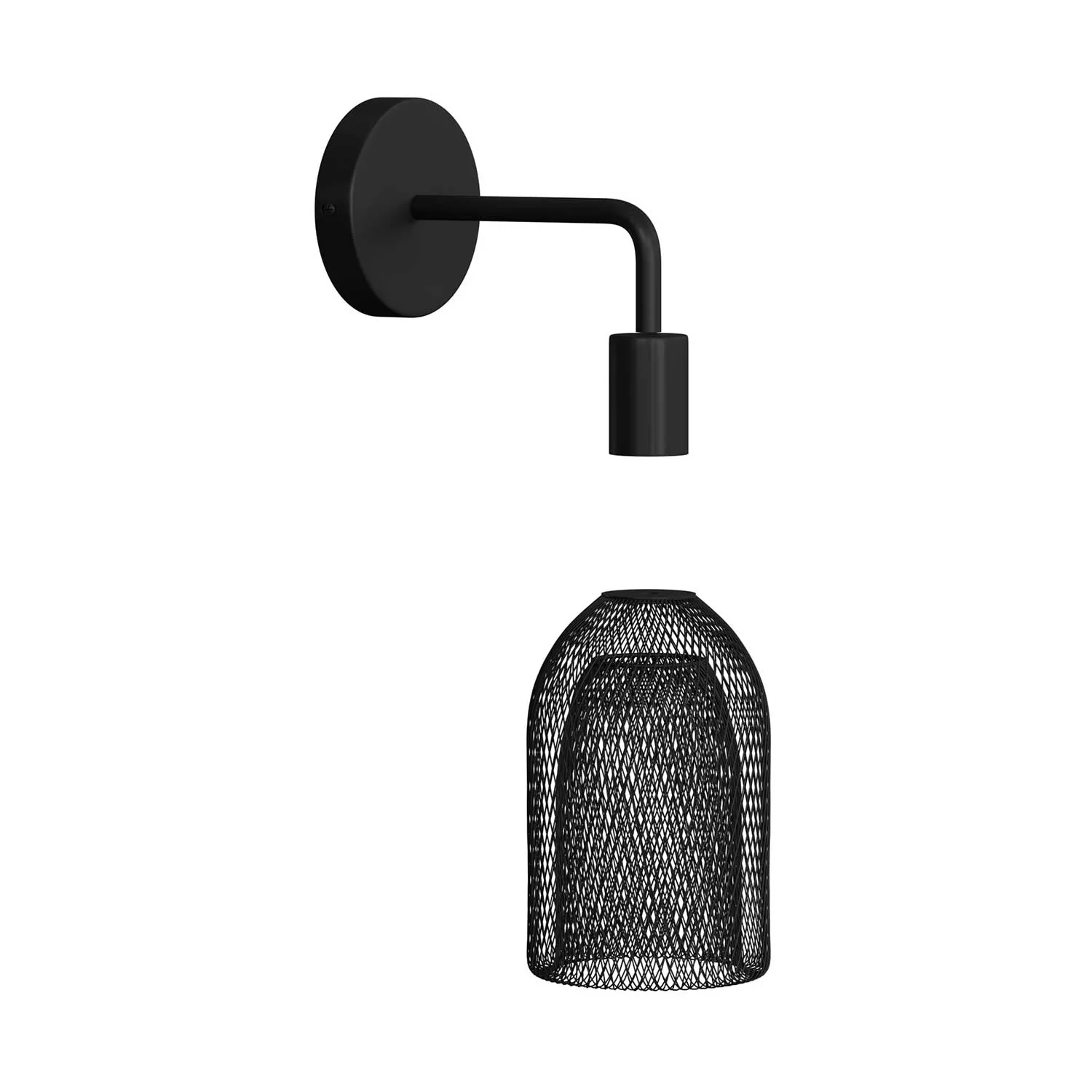 Fermaluce Metal con paralume Ghostbell, lampada a muro in metallo con estensione curva - Nero - Image 3