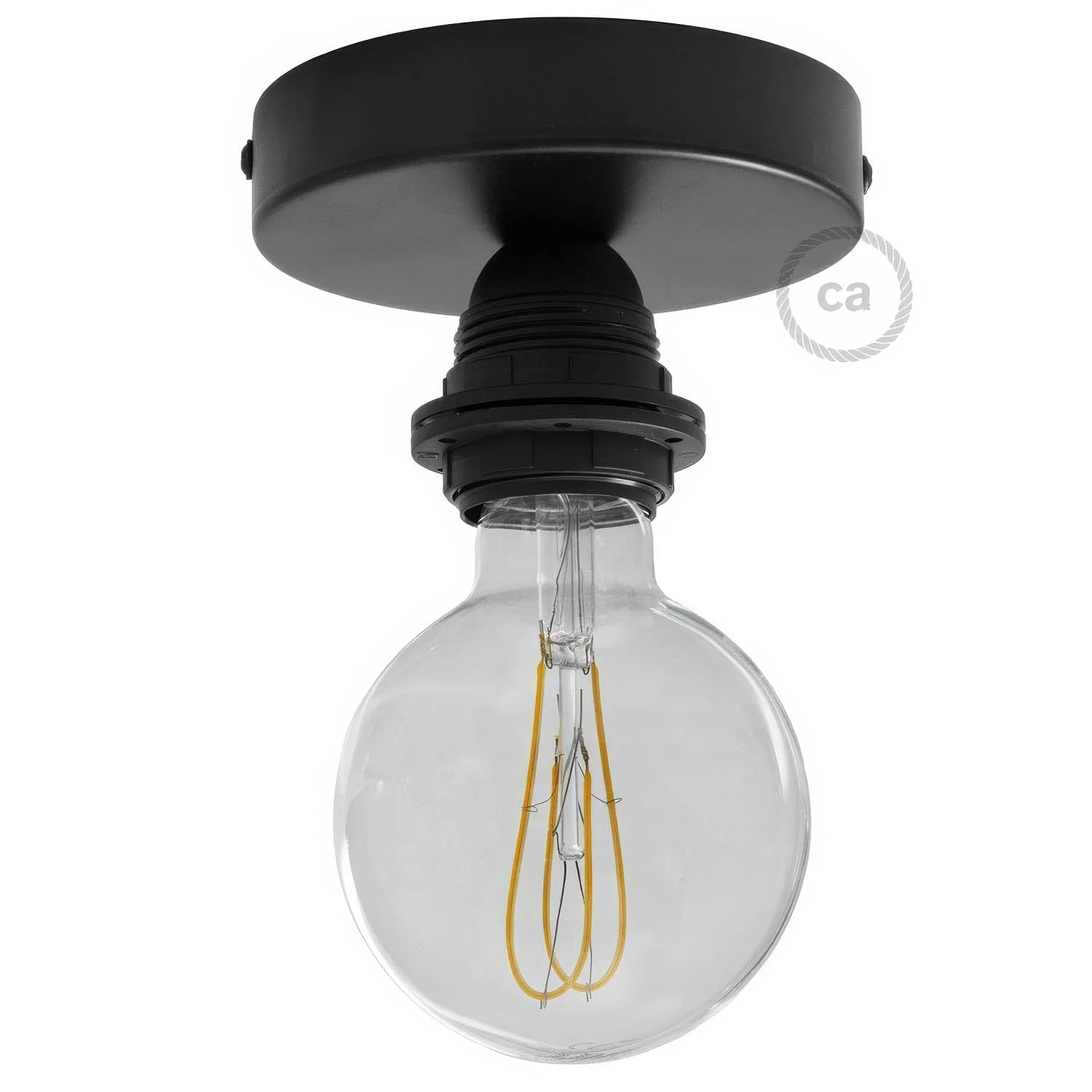 Fermaluce Metal con portalampada filettato E27, punto luce in metallo - Nero