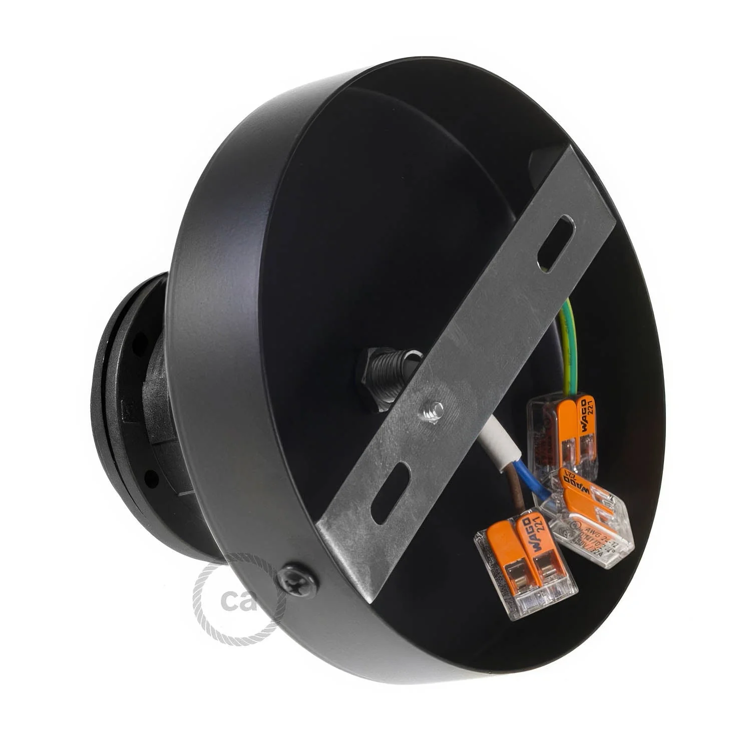 Fermaluce Metal con portalampada filettato E27, punto luce in metallo - Nero - Image 2