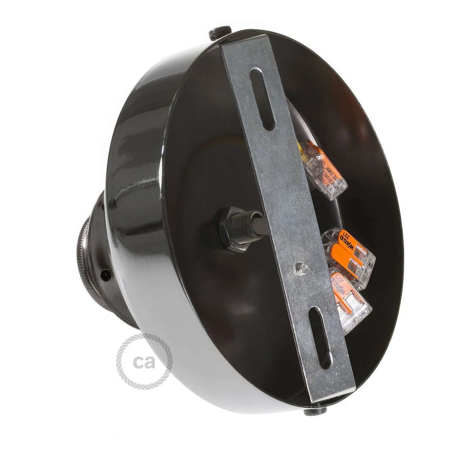 Fermaluce Metal con portalampada filettato E27, punto luce in metallo - Nero perla - Image 2