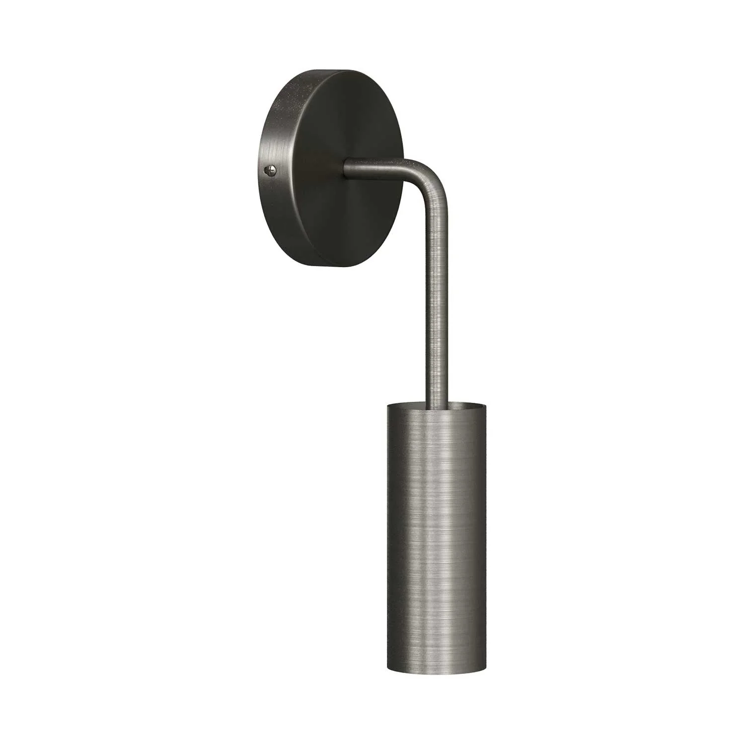 Fermaluce Metal, lampada a muro in metallo con estensione curva e paralume Tub-E14 - Titanio satinato