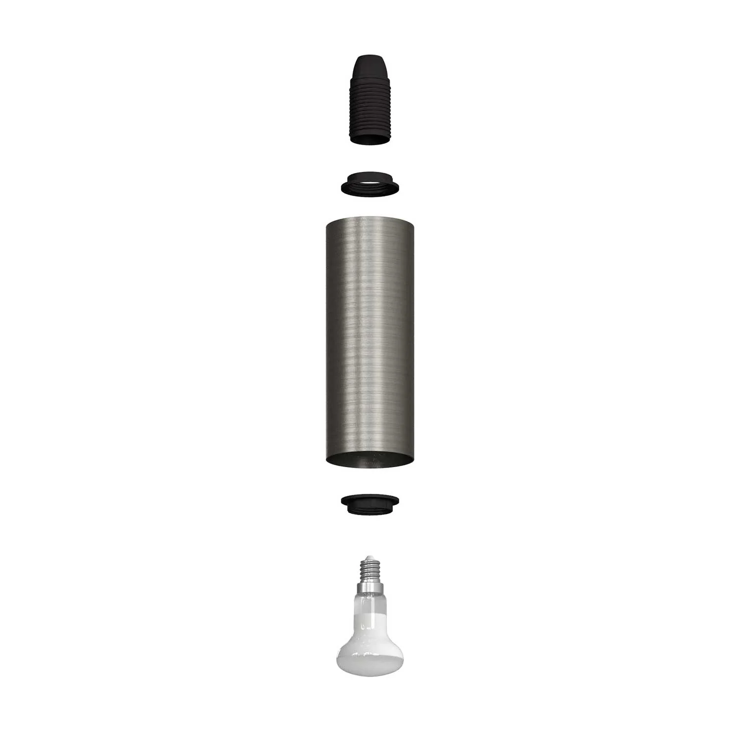 Fermaluce Metal, lampada a muro in metallo con estensione curva e paralume Tub-E14 - Titanio satinato - Image 3