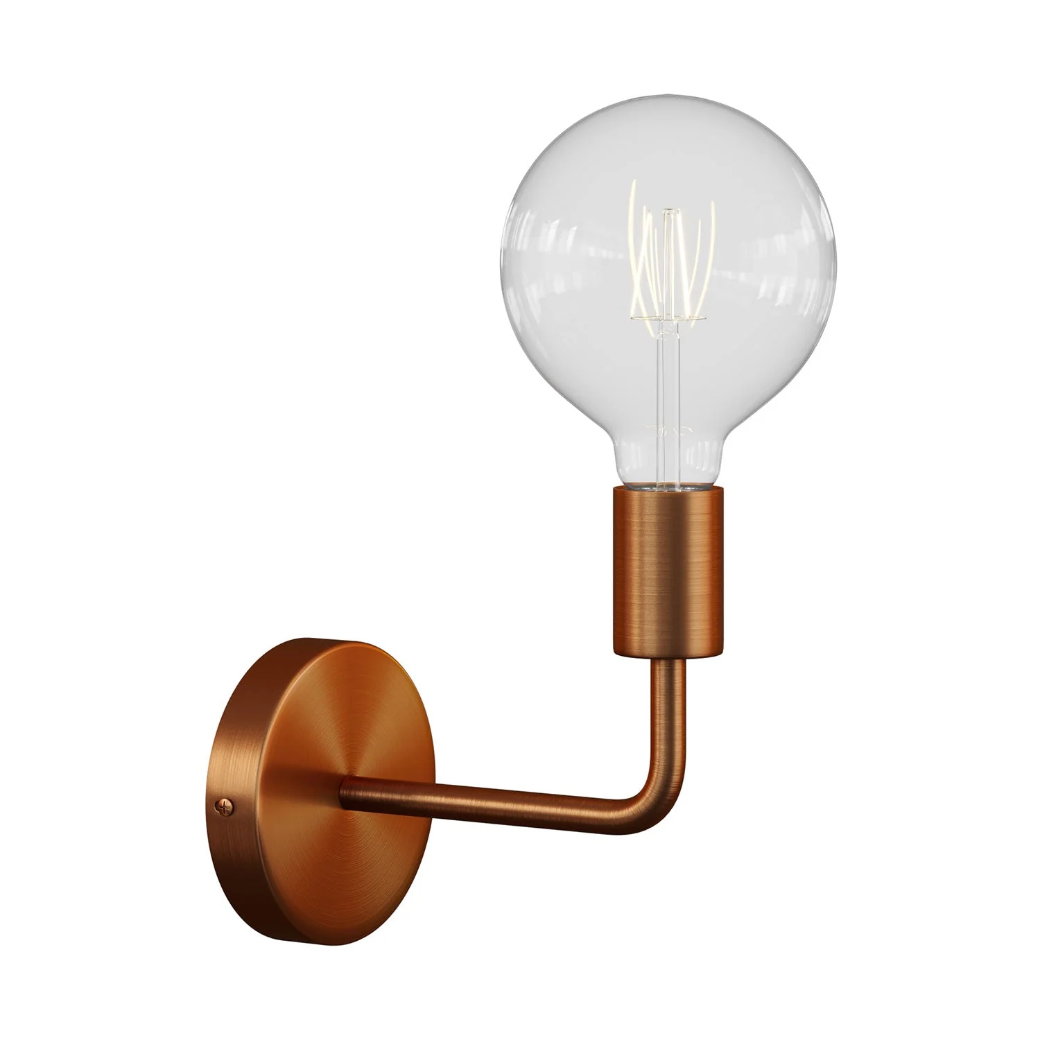 Fermaluce Metal, lampada a muro in metallo con estensione curva - Rame satinato