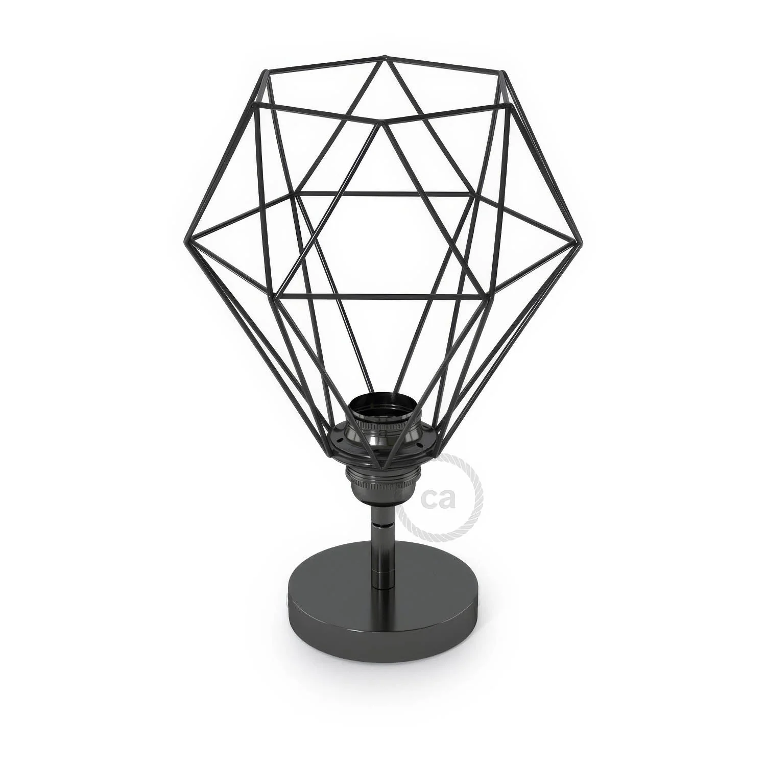 Fermaluce Metallo 90° con paralume Diamond, lampada filomuro orientabile in metallo - Nero perla - Image 4