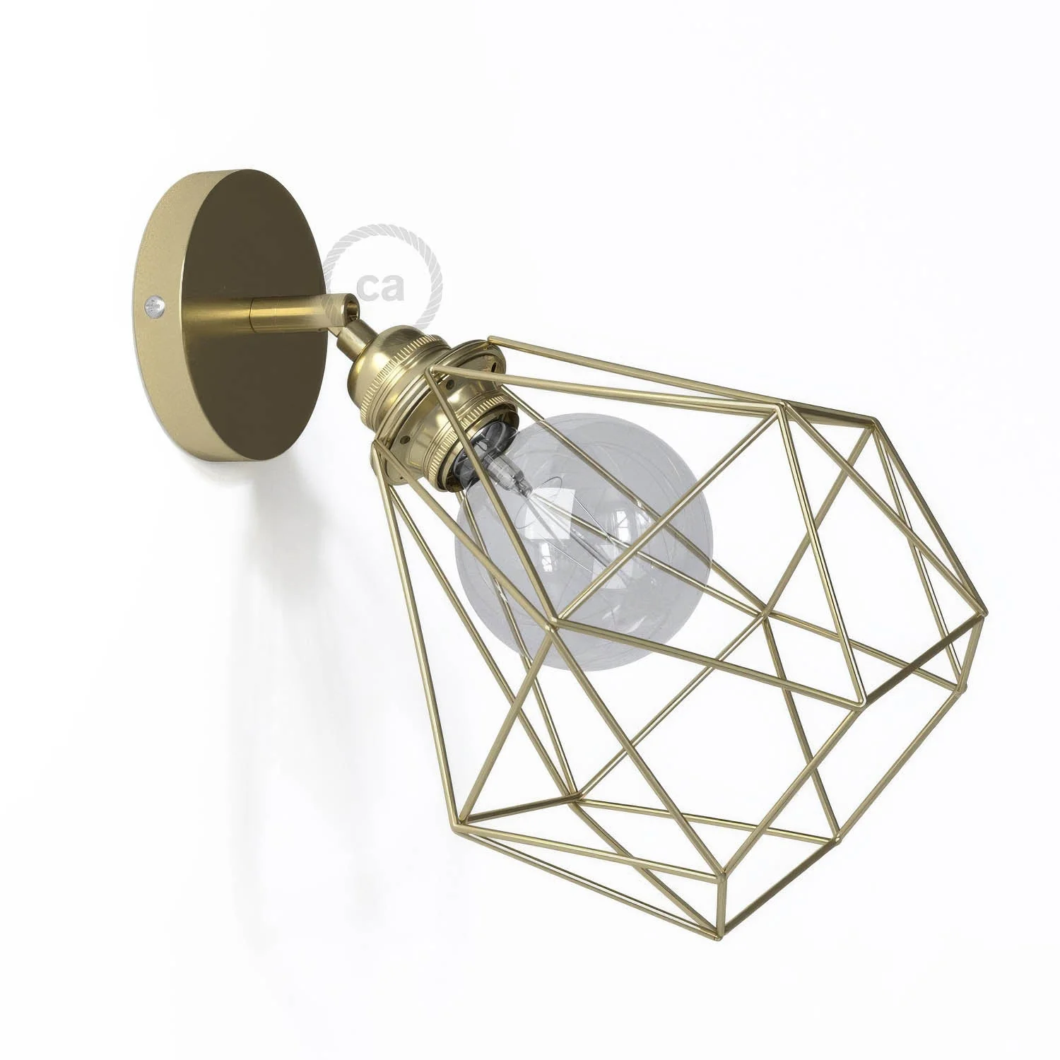 Fermaluce Metallo 90° con paralume Diamond, lampada filomuro orientabile in metallo - Ottone