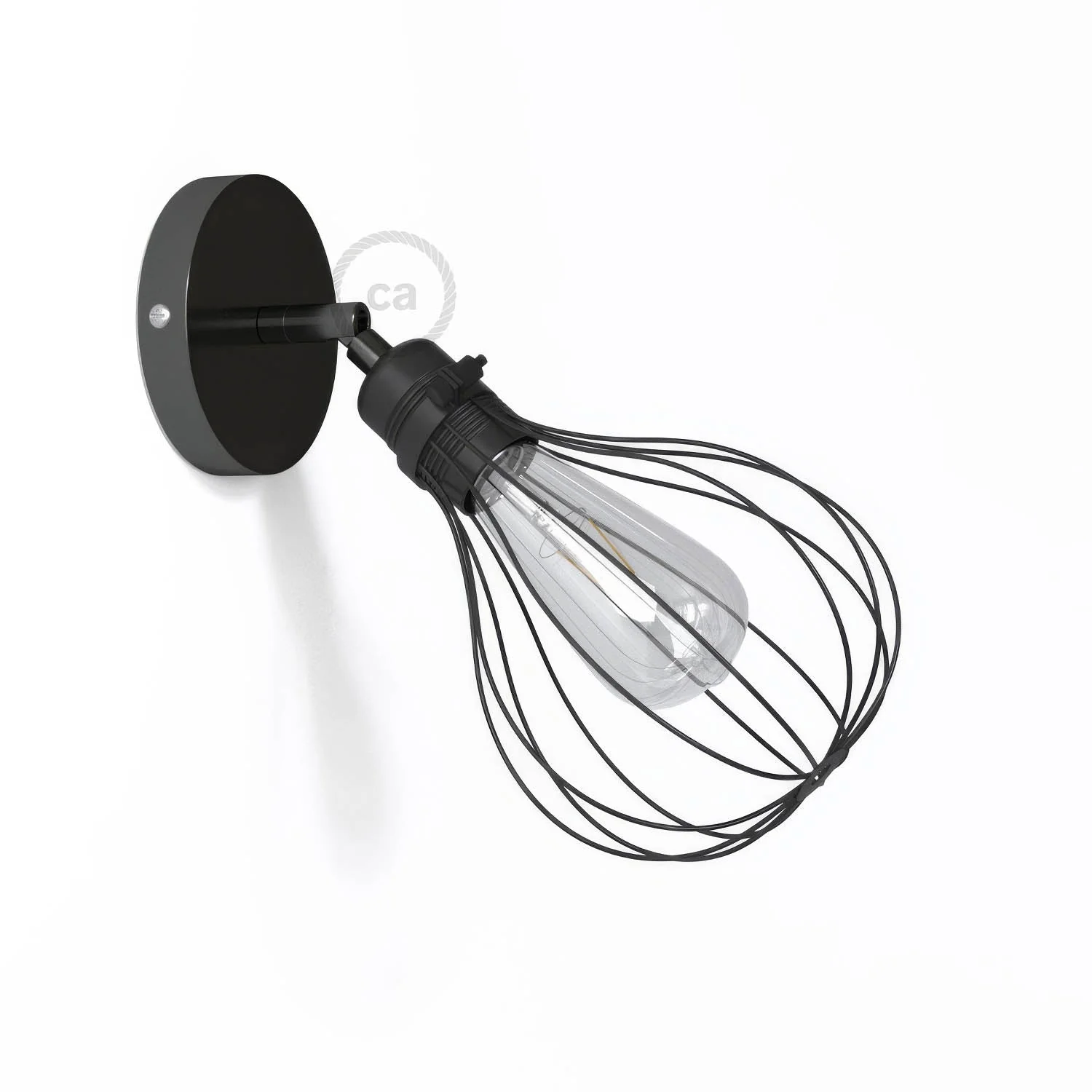 Fermaluce Metallo 90° con paralume Drop, lampada filomuro orientabile in metallo - Nero perla