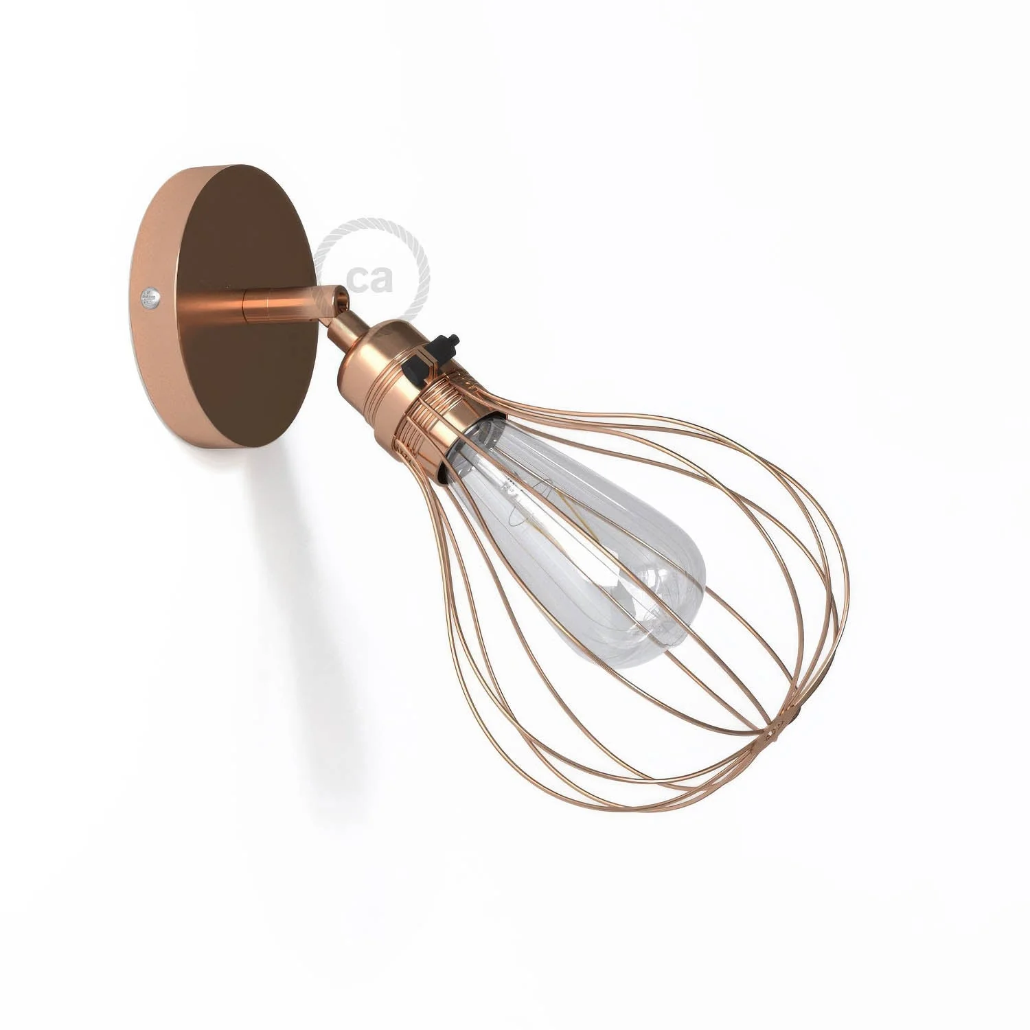 Fermaluce Metallo 90° con paralume Drop, lampada filomuro orientabile in metallo - Rame