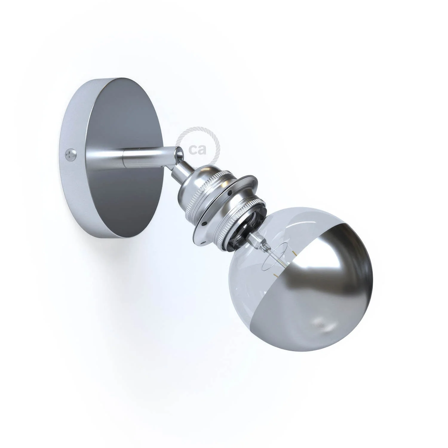 Fermaluce Metallo 90° con portalampada filettato E27, punto luce in metallo orientabile - Cromo