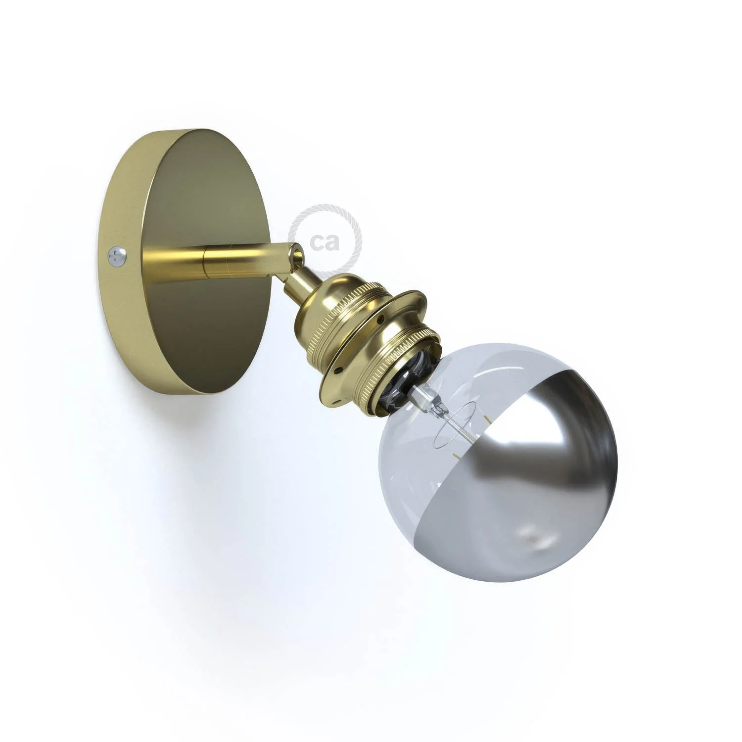 Fermaluce Metallo 90° con portalampada filettato E27, punto luce in metallo orientabile - Ottone