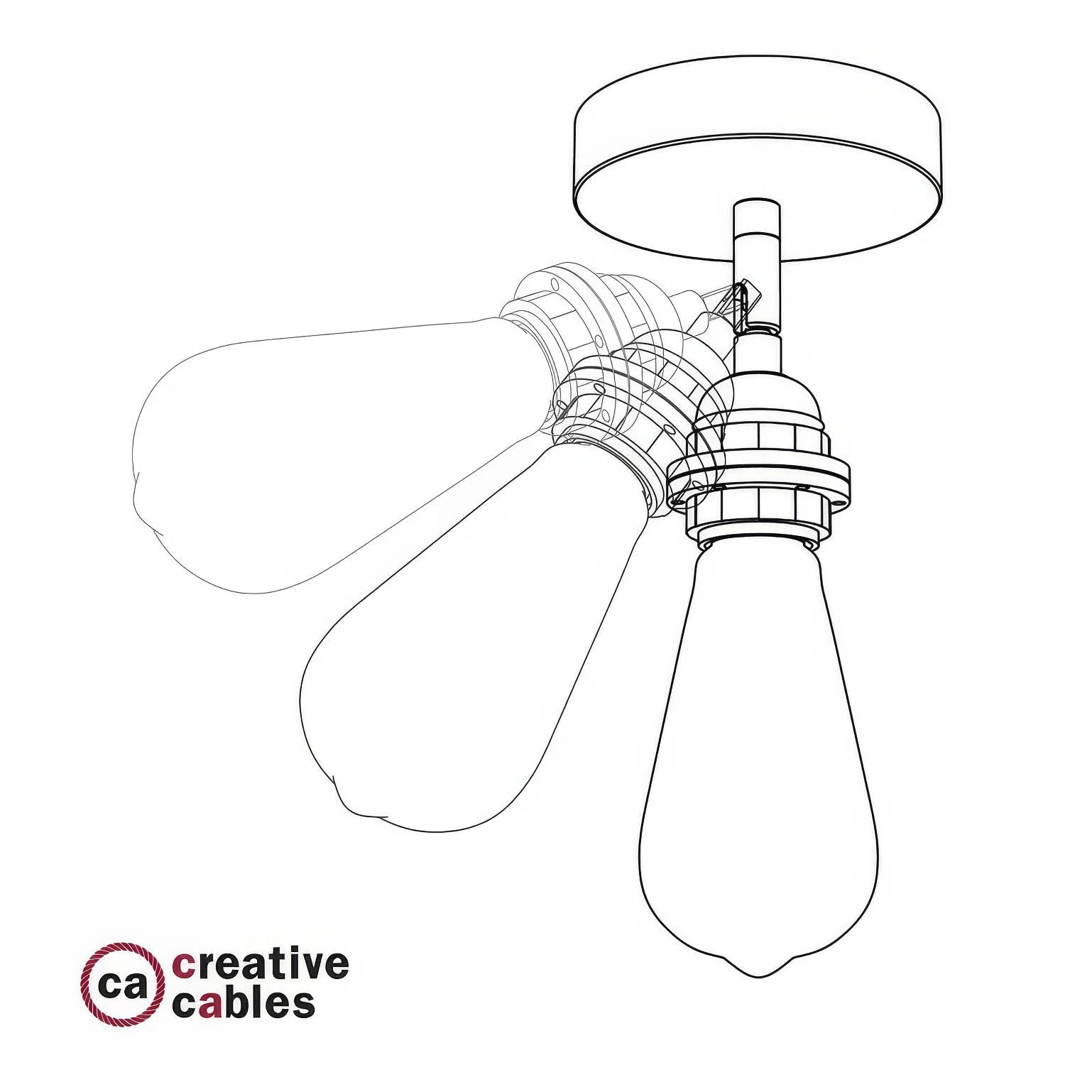 Fermaluce Metallo 90° con portalampada filettato E27, punto luce in metallo orientabile - Ottone - Image 3