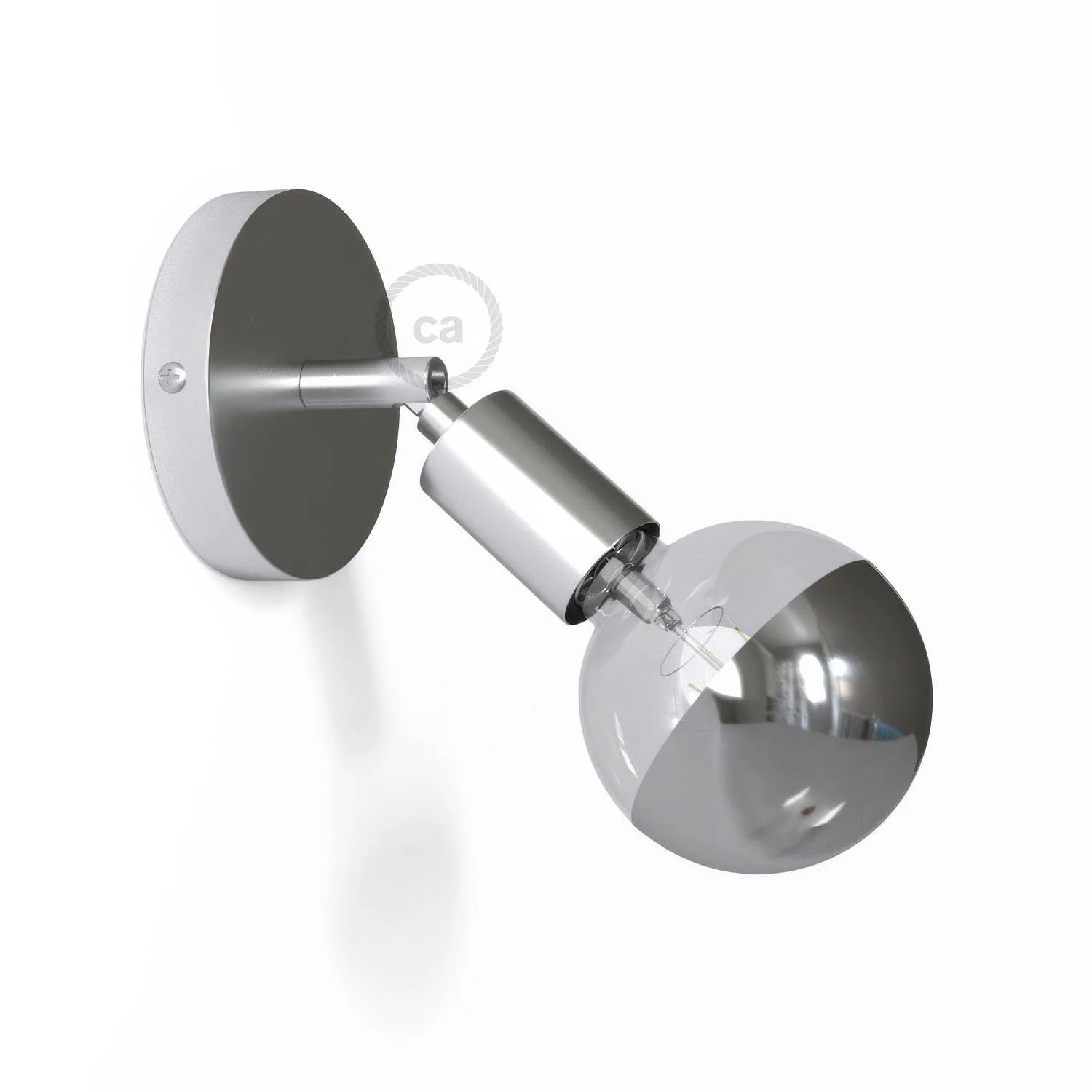 Fermaluce Metallo 90°, punto luce orientabile da parete o soffitto - Cromo
