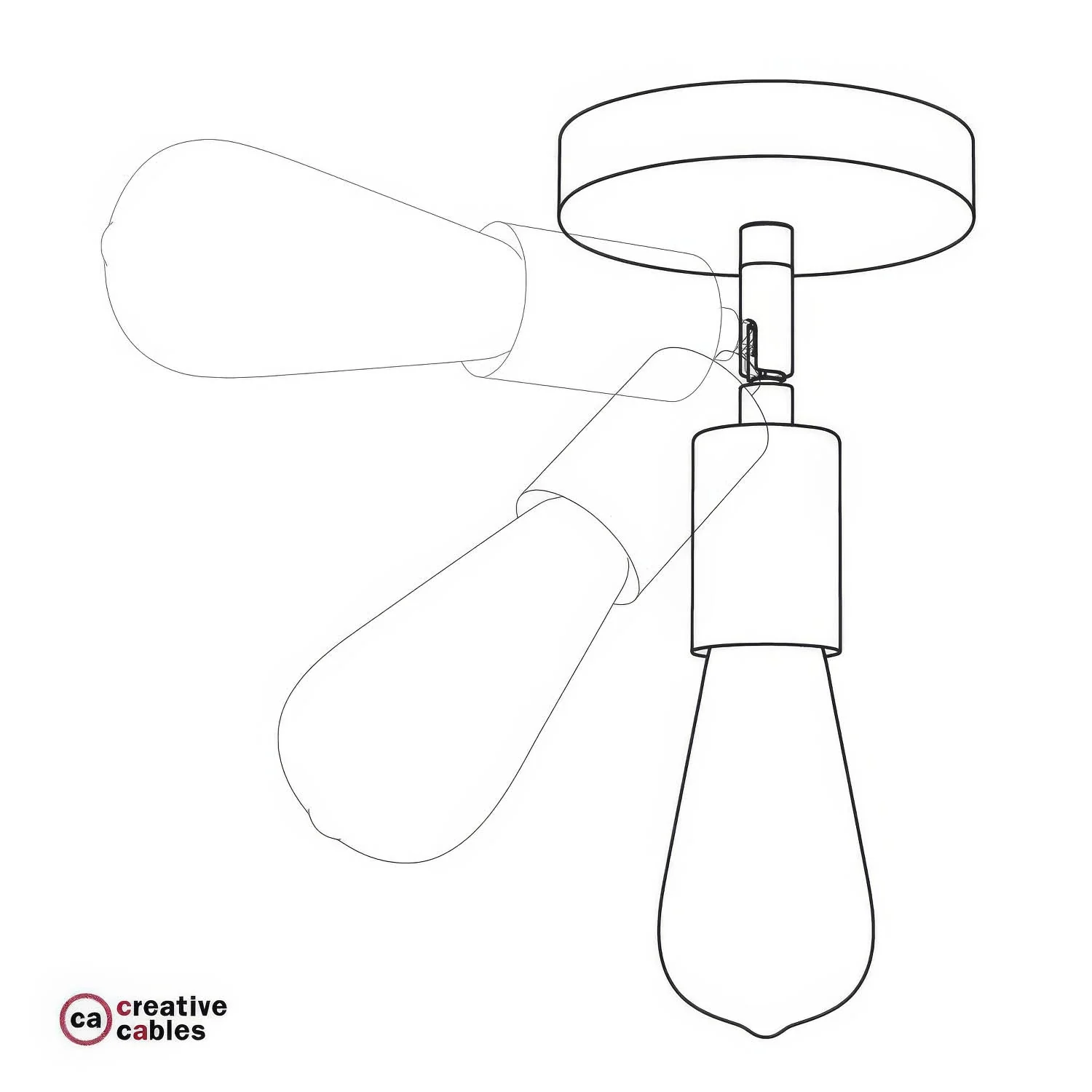 Fermaluce Metallo 90°, punto luce orientabile da parete o soffitto - Cromo - Image 4
