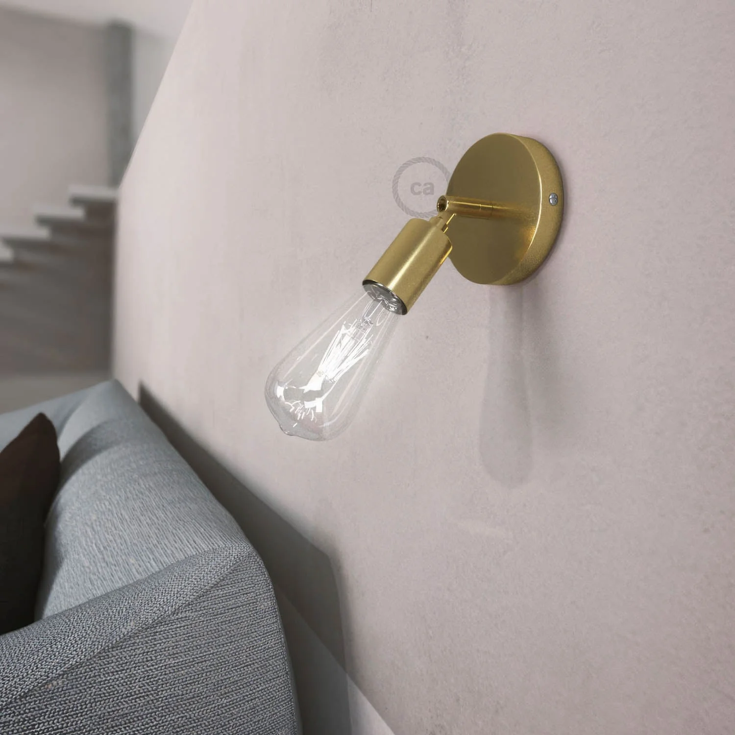 Fermaluce Metallo 90°, punto luce orientabile da parete o soffitto - Ottone - Image 2