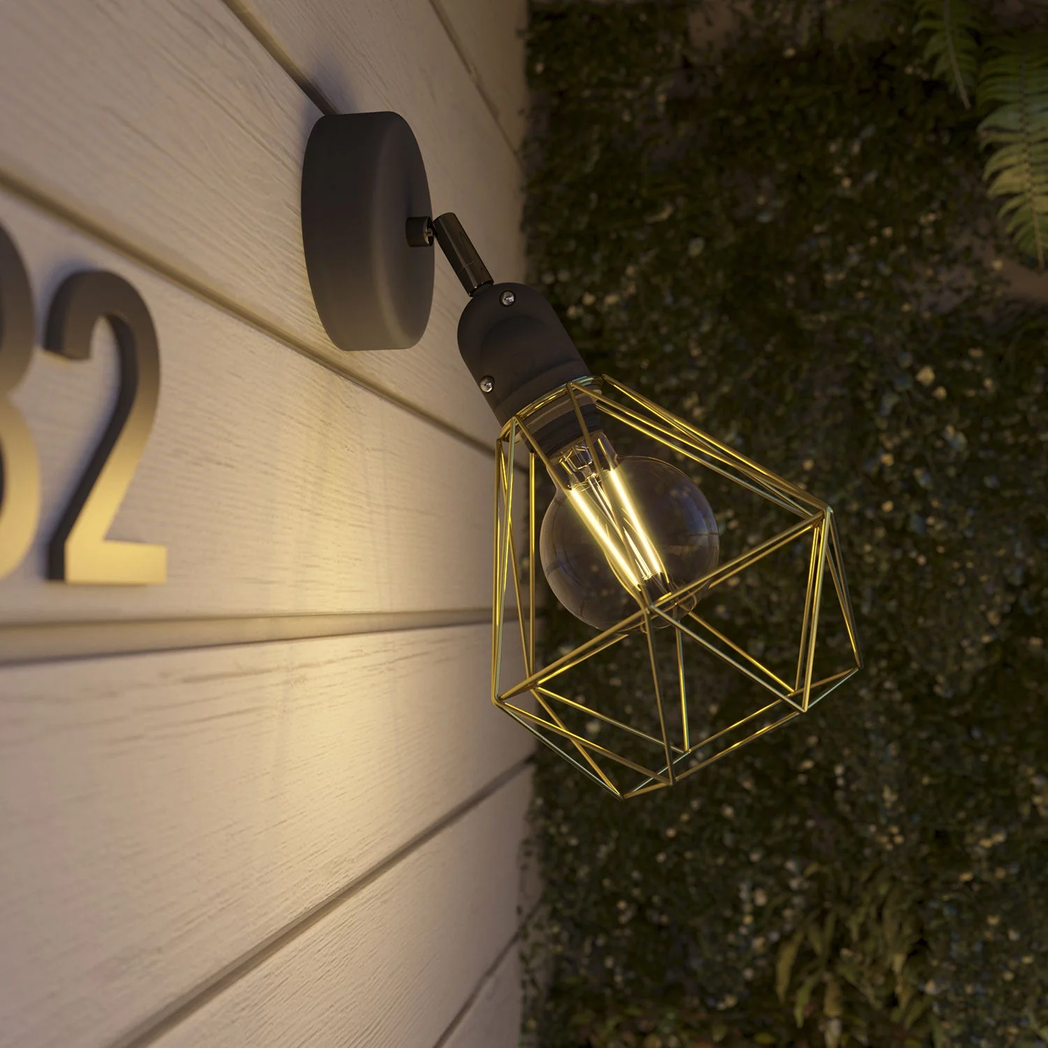 Fermaluce Modulair con snodo orientabile, paralume Diamond e portalampada IP65 waterproof - Ottone - Image 3