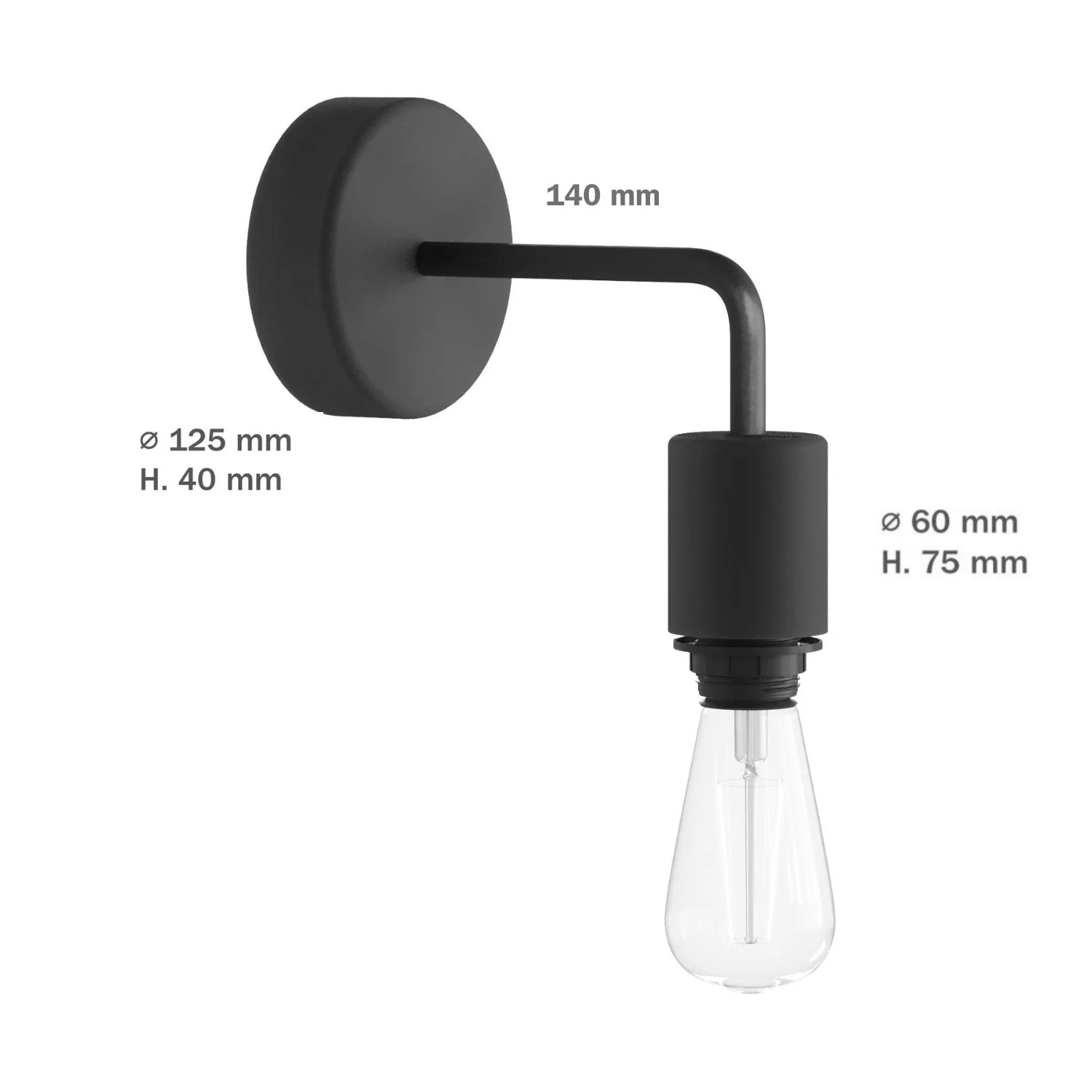Fermaluce per paralume Modulair ELEGANT con estensione a L, rosone e portalampada IP65 waterproof - Nero - Image 5