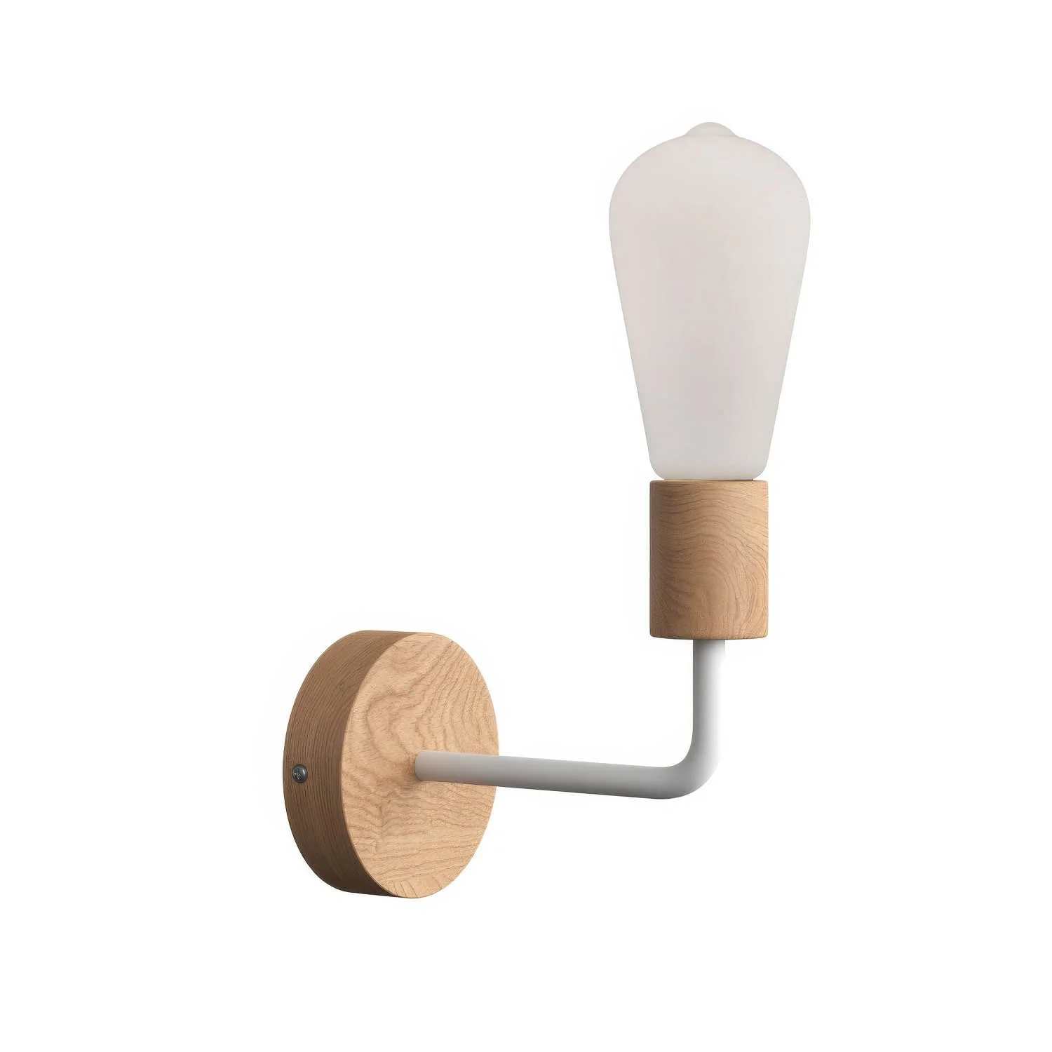 Fermaluce Wood, lampada a muro in legno con estensione curva - Neutro