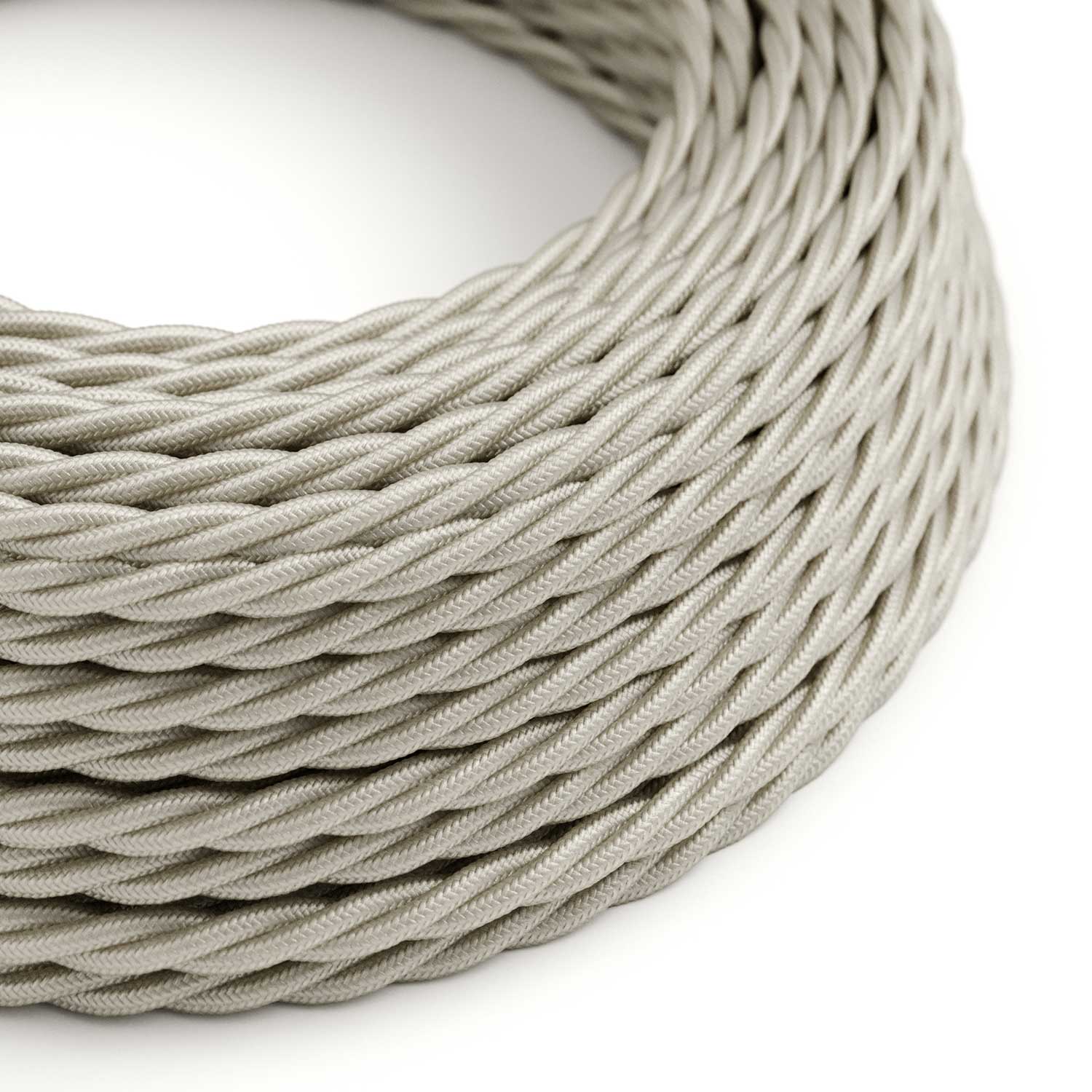 Filo elettrico in tessuto trecciato lucido Bianco Perla - L'Originale Creative Cables, per valorizzare le tue lampade - TM00