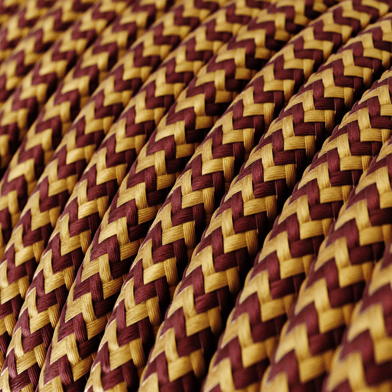 Filo tessile per illuminazione Oro e Bordeaux ZigZag - L'Originale Creative Cables, progettato per lampade e lampadari - RZ23 - Image 2
