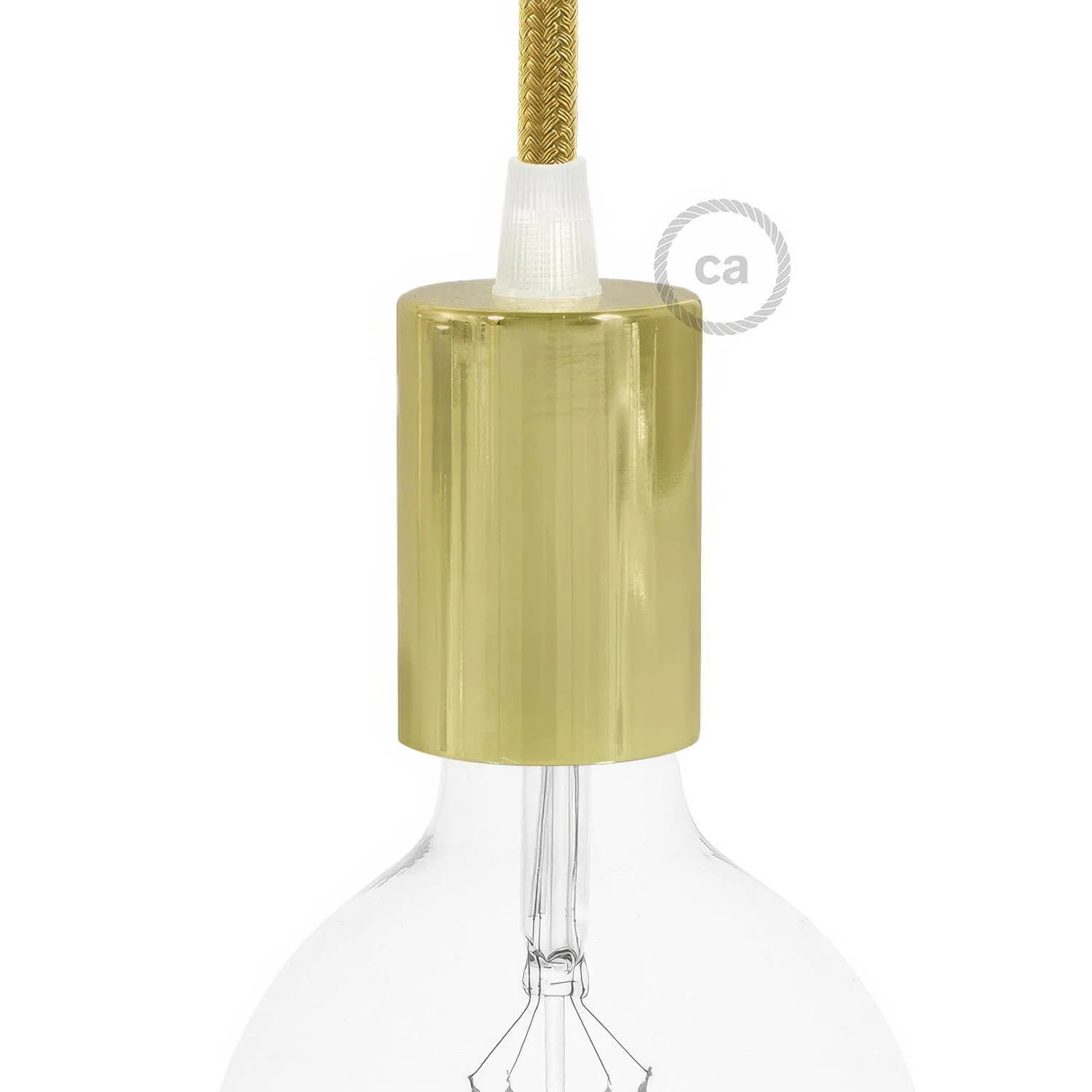 Flat Top Metal UL E26 light bulb socket kit - Brass