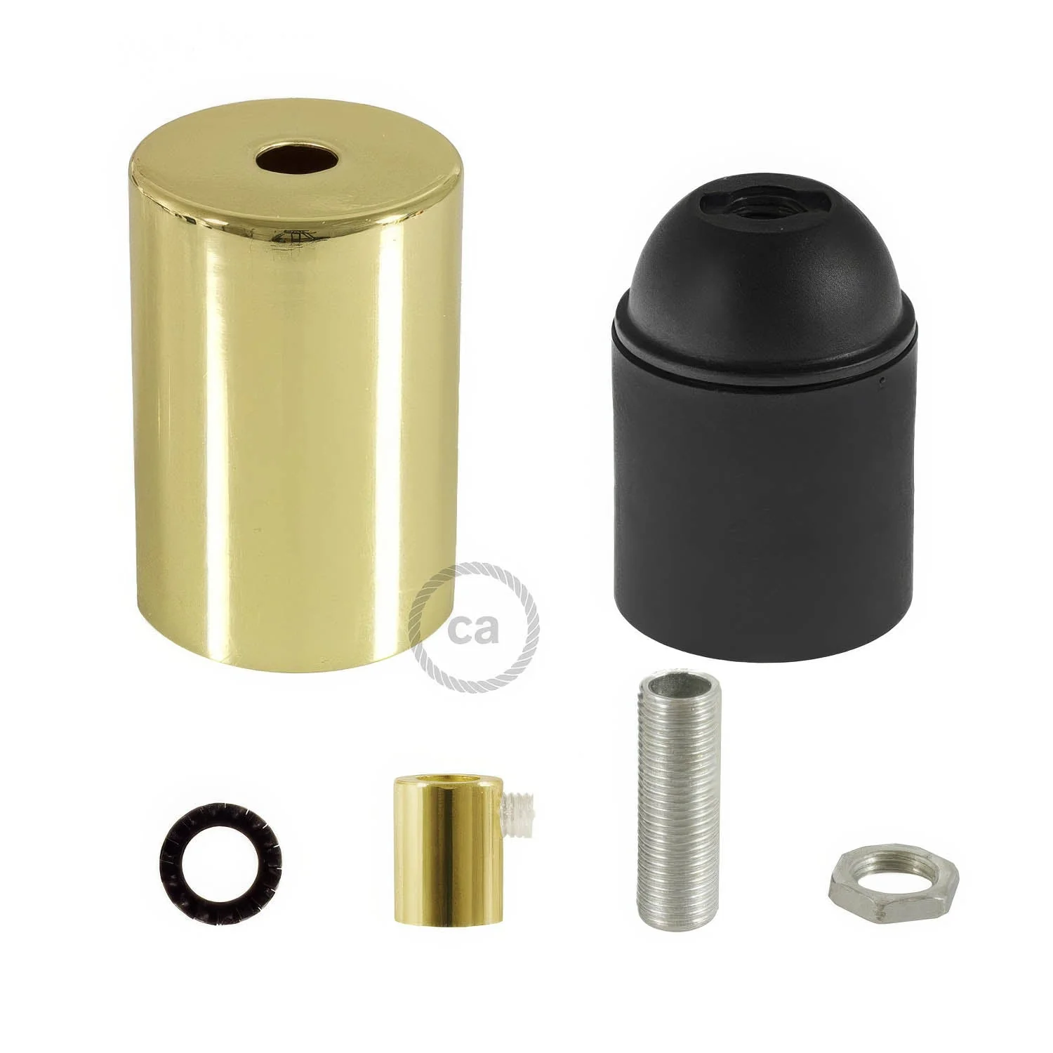 Flat Top Metal UL E26 light bulb socket kit - Brass - Image 5
