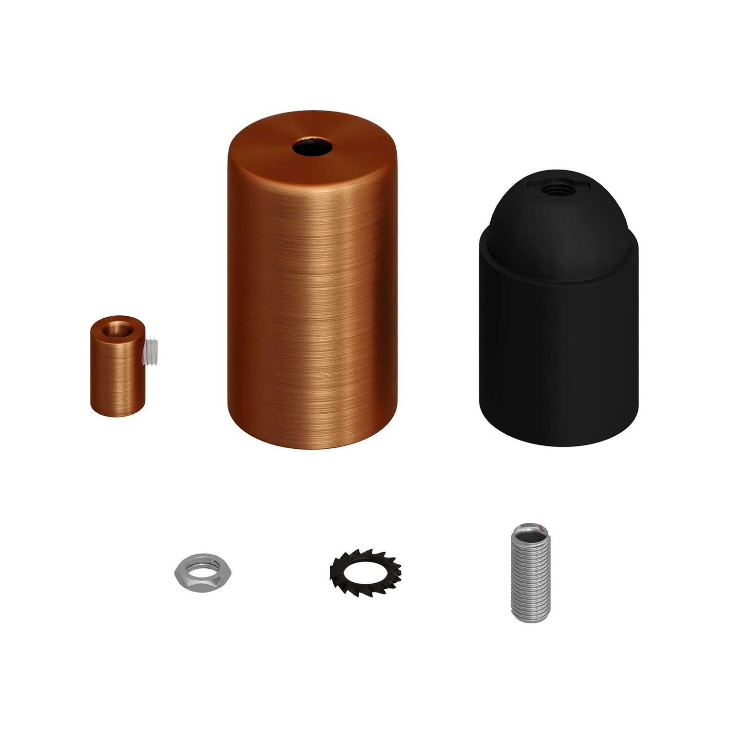 Flat Top Metal UL E26 light bulb socket kit - Brushed copper - Image 5