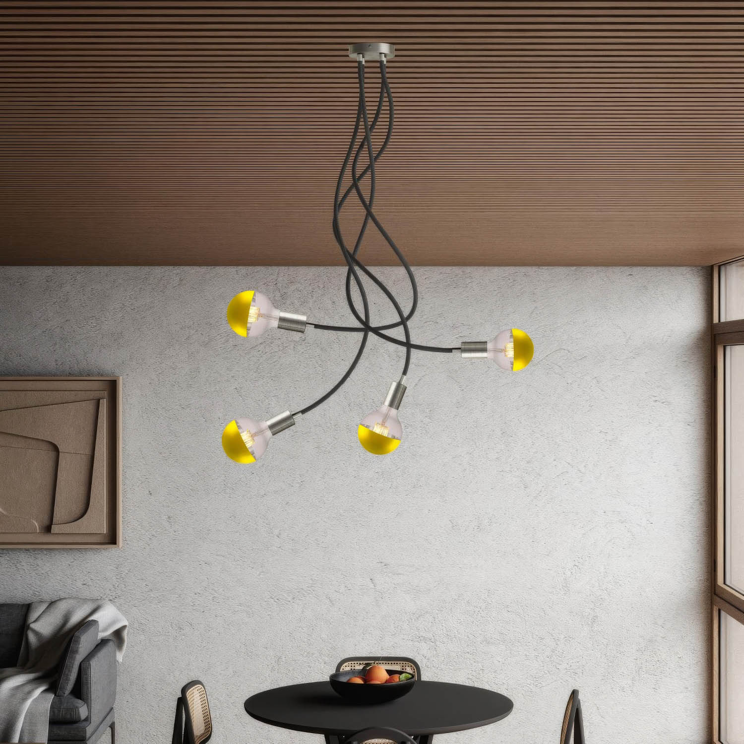 Flex 90 lampada da soffitto snodabile a luce diffusa con lampadina LED G95 - Titanio satinato - Image 2