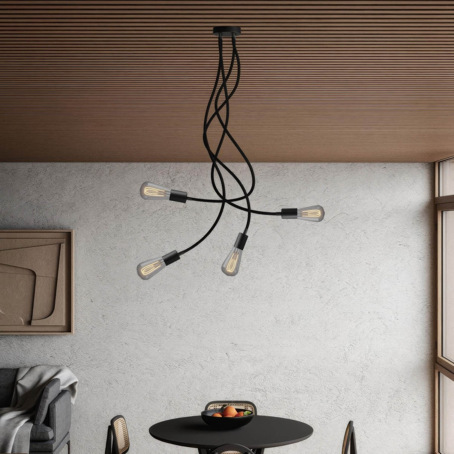 Flex 90 lampada da soffitto snodabile a luce diffusa con lampadina LED ST64 - Nero - Image 2